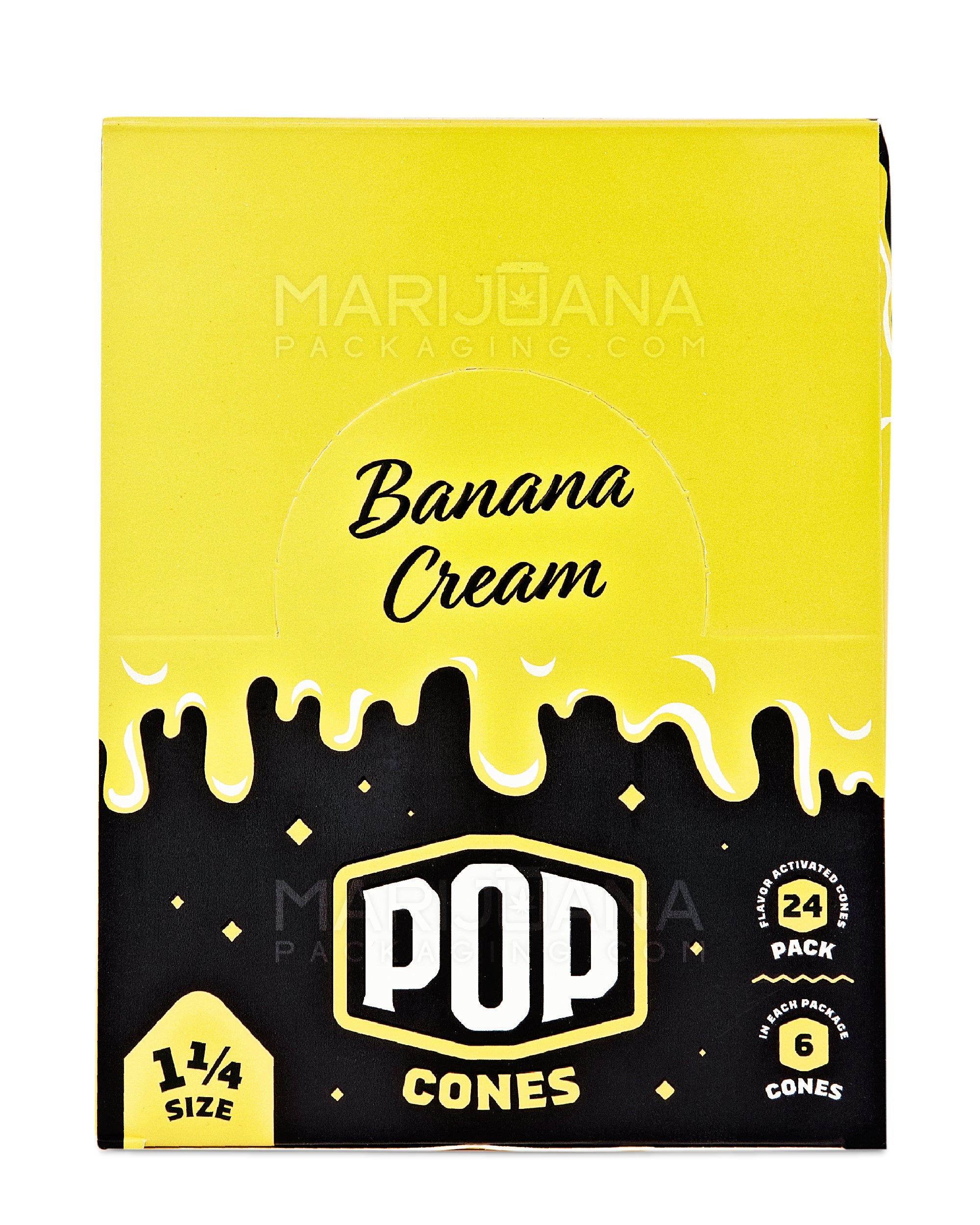 POP CONES | 'Retail Display' 1 1/4 Size Pre-Rolled Cones | 84mm - Banana Cream - 24 Count - 7