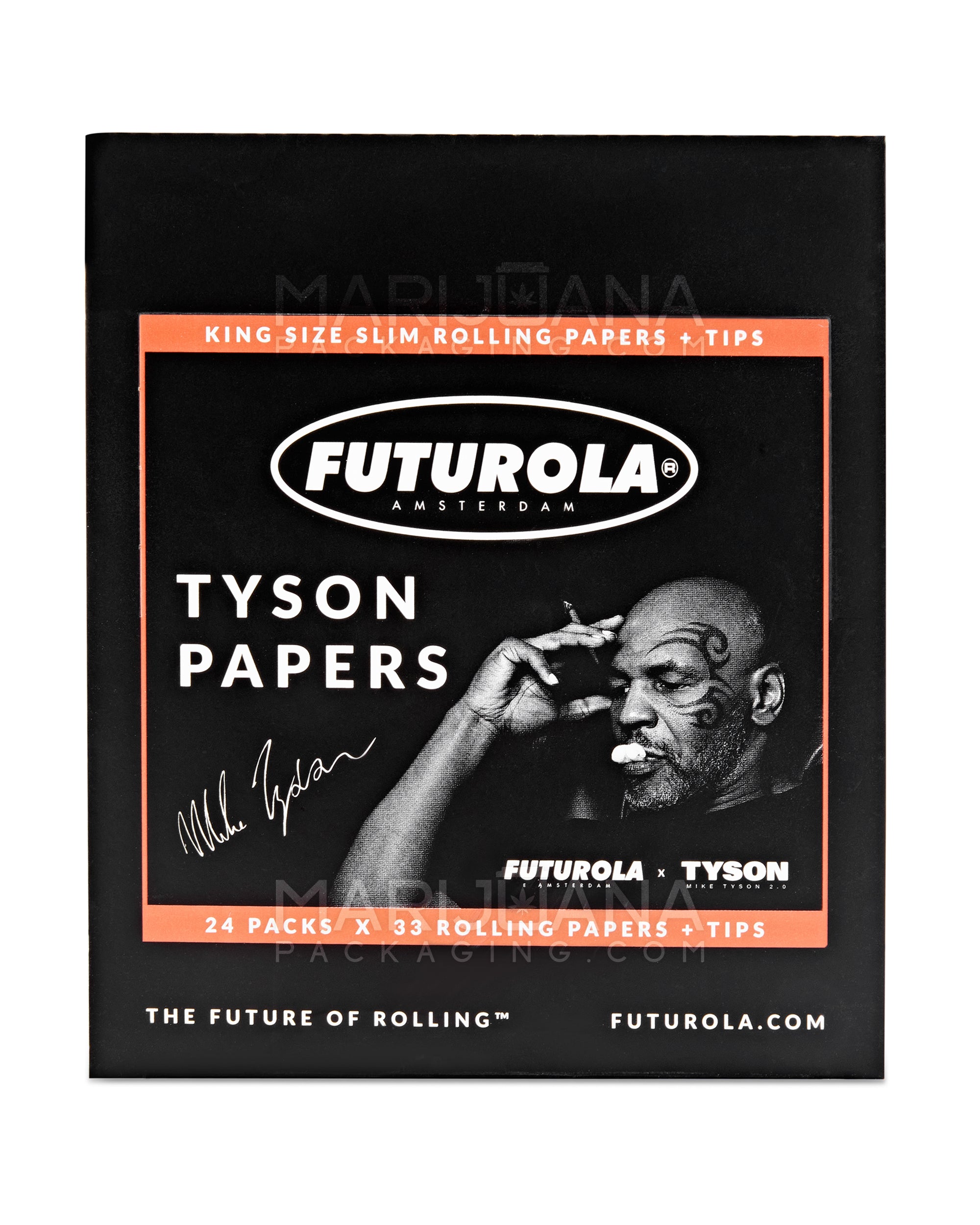 FUTUROLA | 'Retail Display' Tyson Ranch 2.0 King Size Slim Rolling Papers + Filter Tips | 109mm - Dutch Brown - 24 Count
