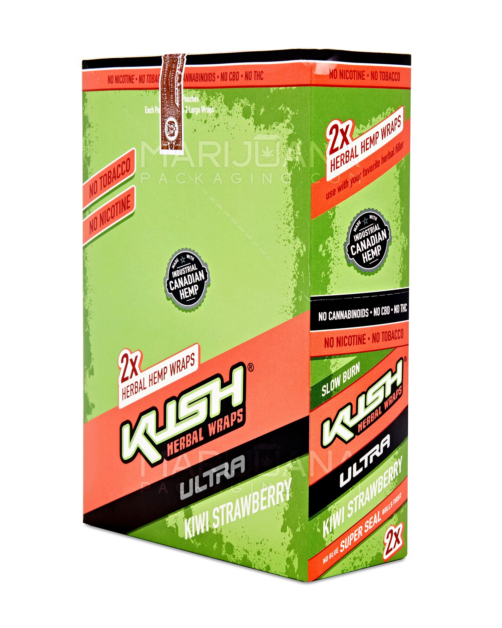 KUSH | 'Retail Display' Ultra Herbal Hemp Wraps | 121mm - Kiwi Strawberry - 25 Count - 4