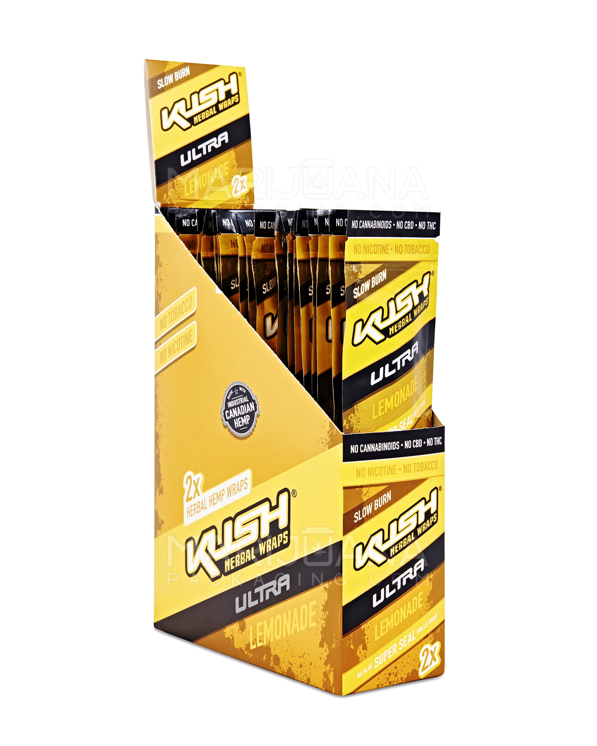 KUSH | 'Retail Display' Ultra Herbal Hemp Wraps | 121mm - Lemonade - 25 Count - 1