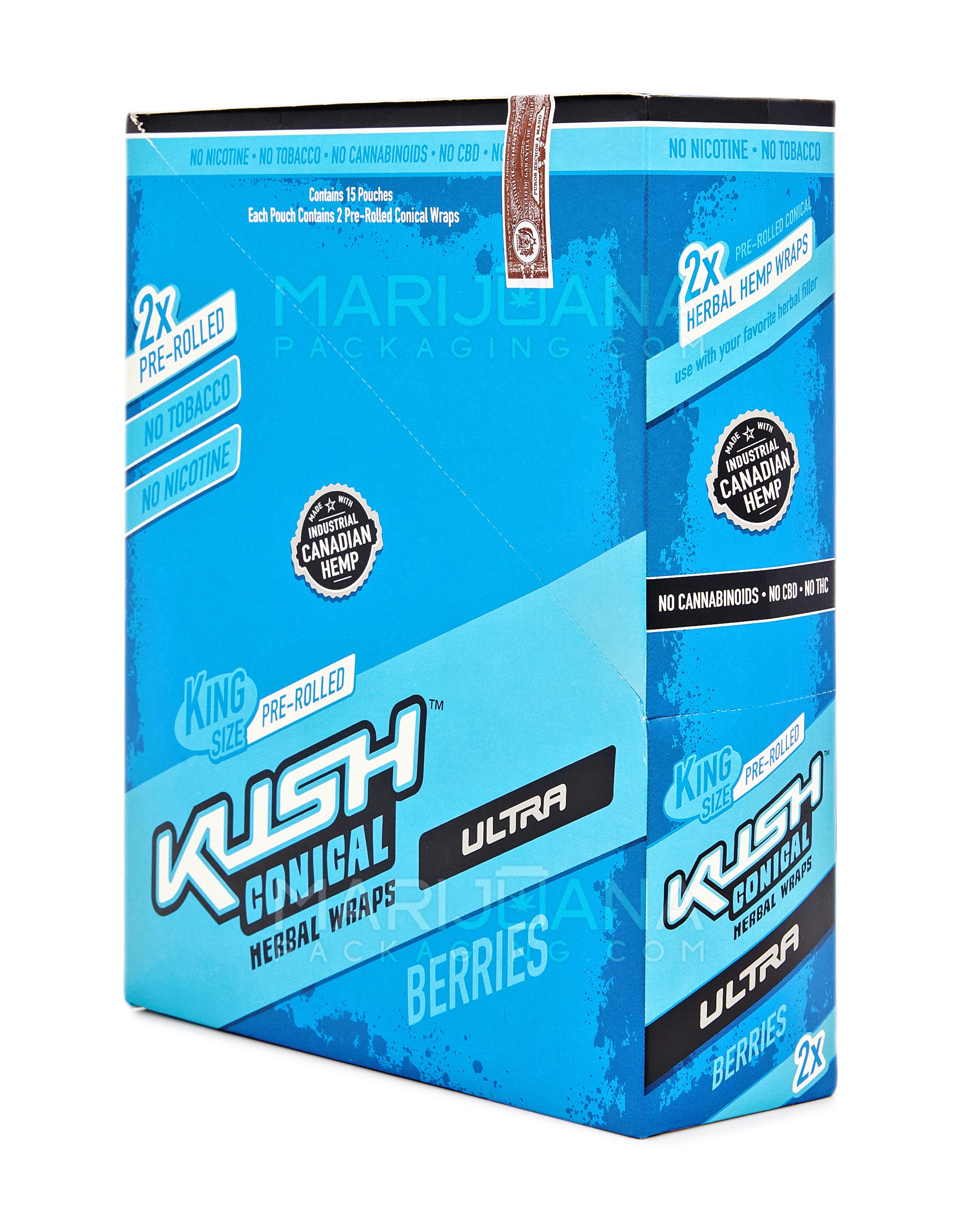 KUSH | 'Retail Display' Ultra Herbal Hemp Conical Wraps | 157mm - Berries - 15 Count - 4