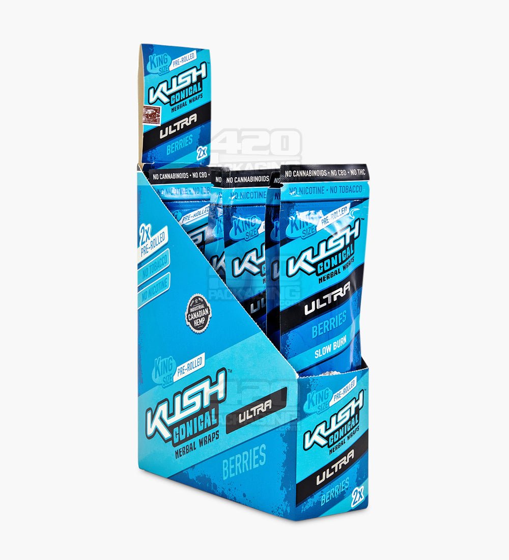 Kush Berries Ultra Herbal Hemp Conical Wraps 15/Box - 1