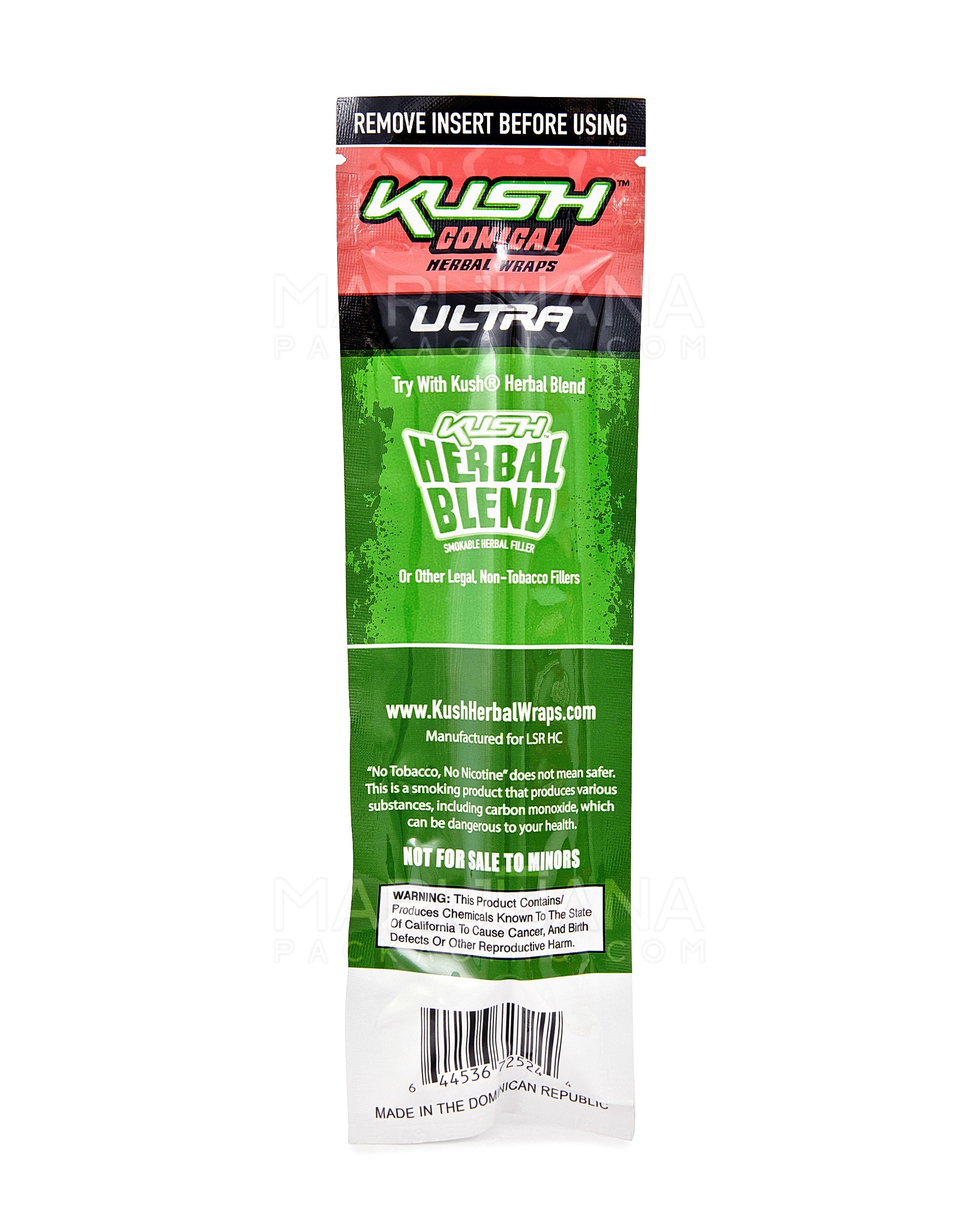 KUSH | 'Retail Display' Ultra Herbal Hemp Conical Wraps | 157mm - Kiwi Strawberry - 15 Count - 3