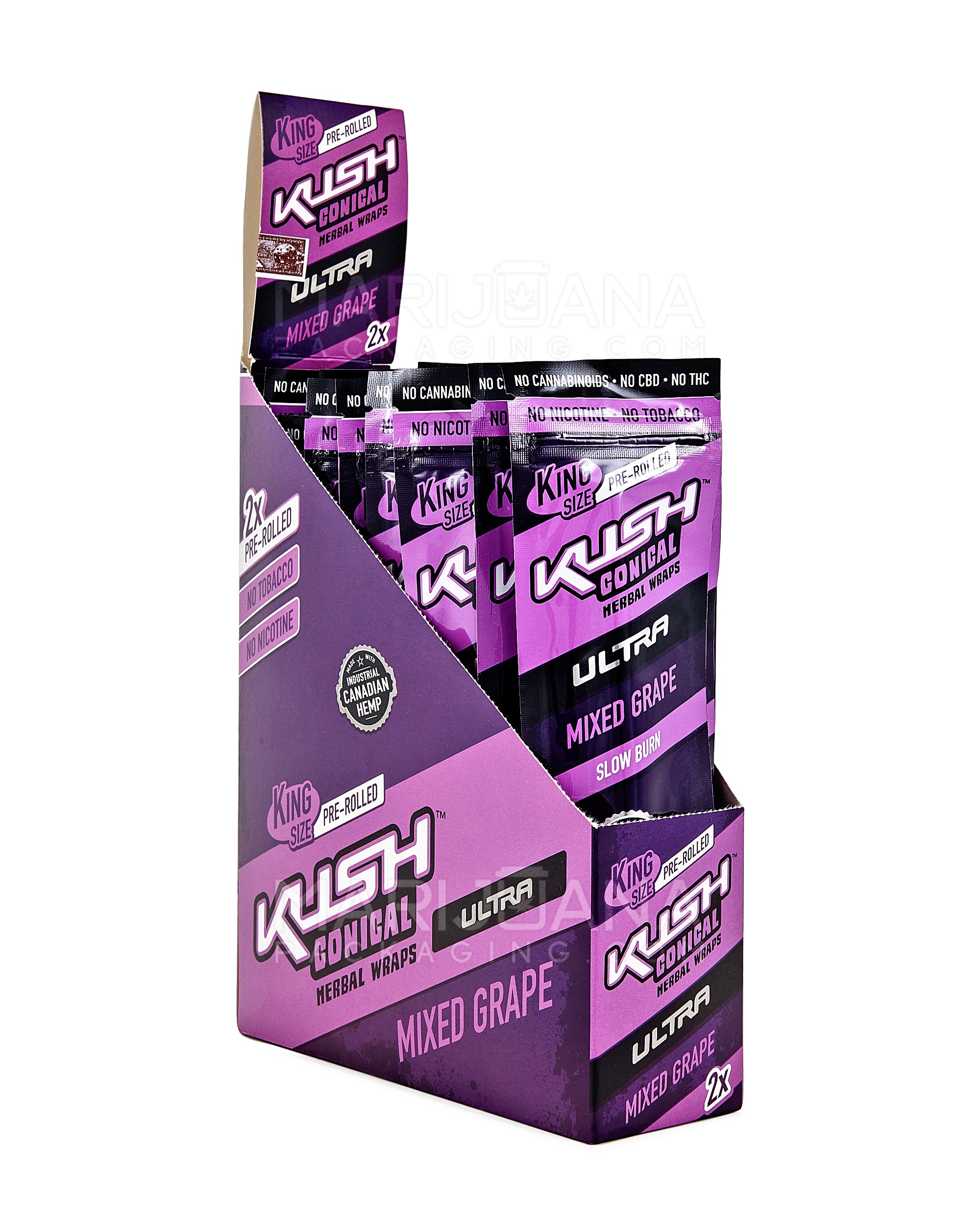 KUSH | 'Retail Display' Ultra Herbal Hemp Conical Wraps | 157mm - Mixed Grape - 15 Count - 1