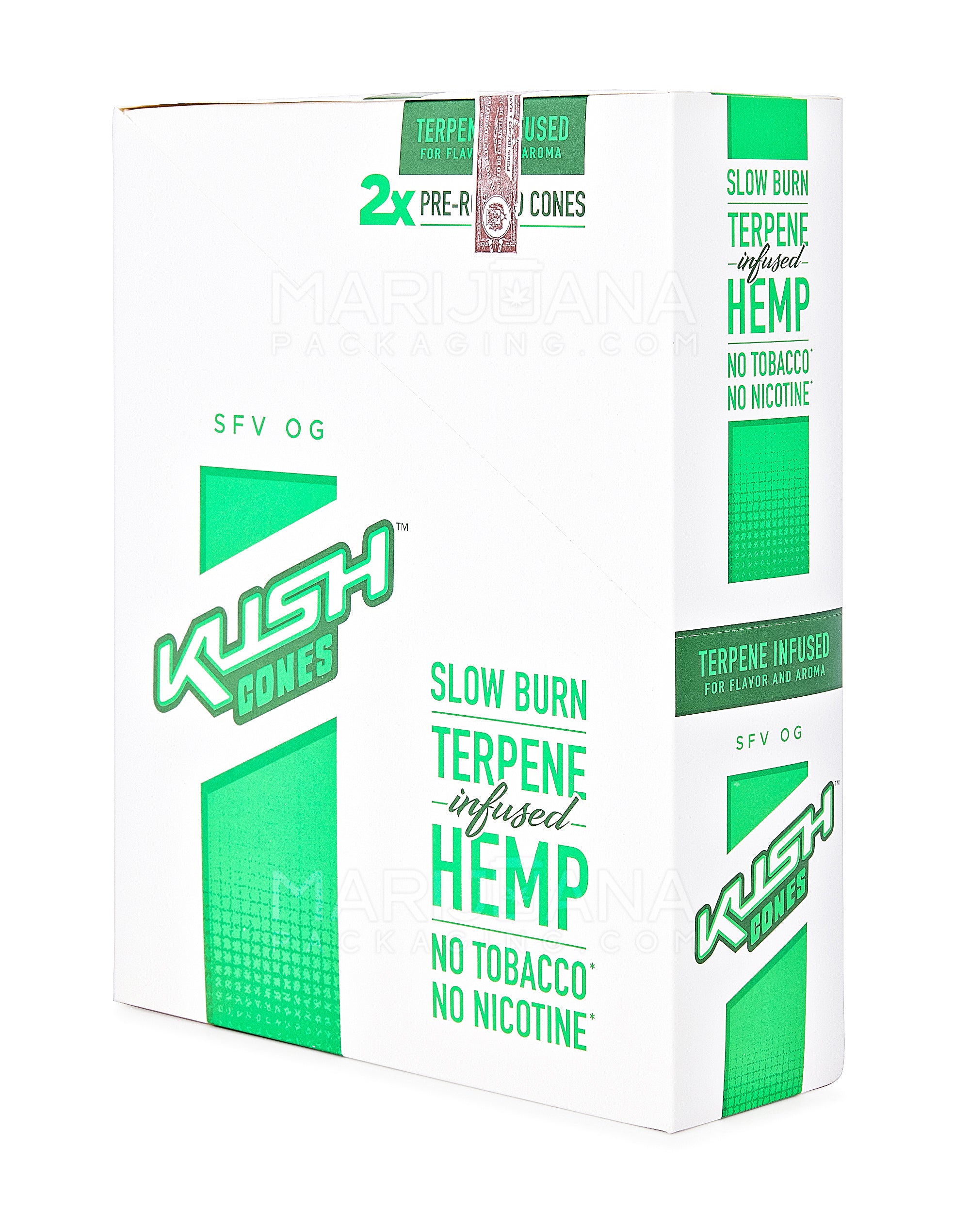 KUSH | 'Retail Display' Terpene Infused Herbal Conical Wraps | 160mm - SFV OG - 12 Count - 4