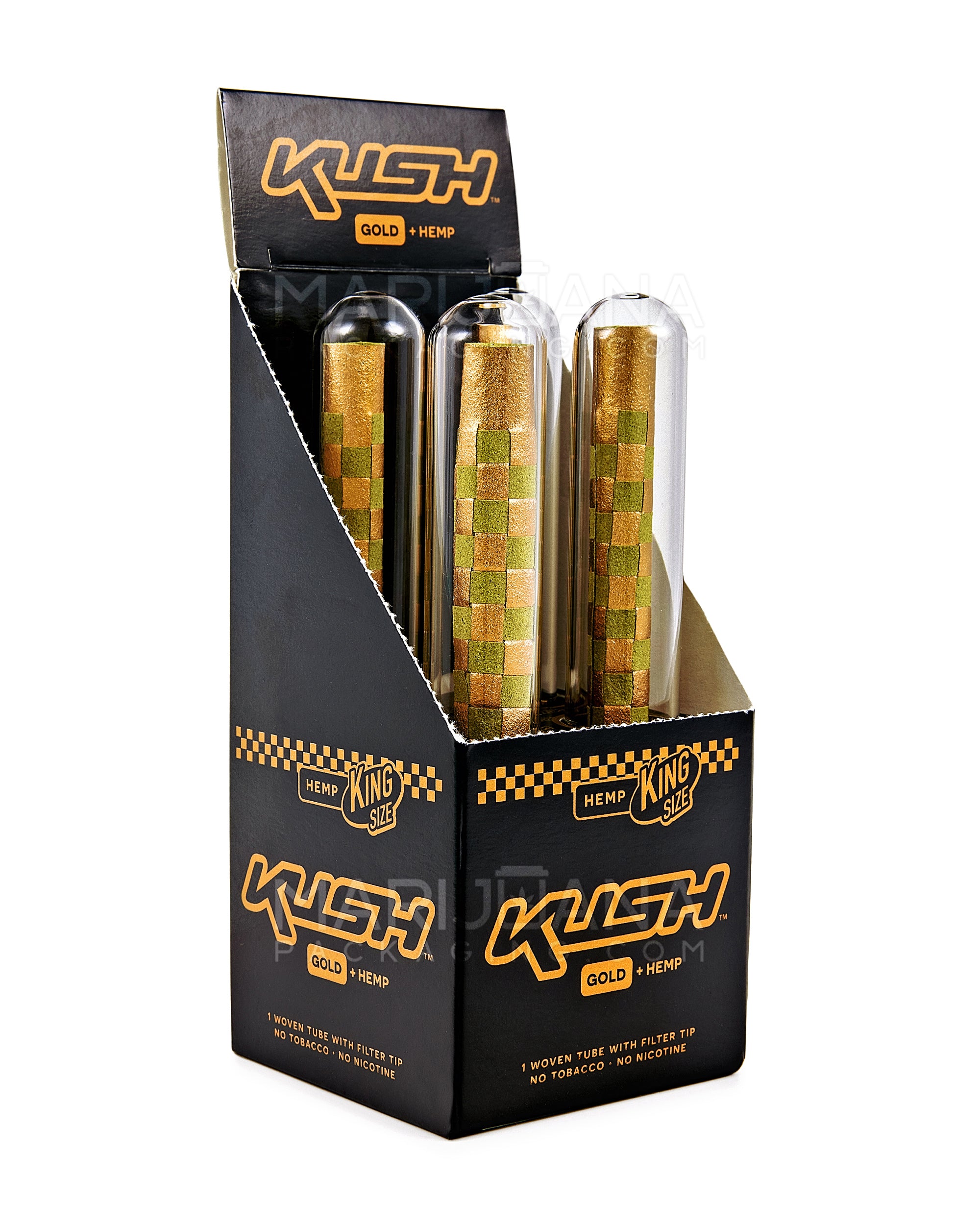 KUSH | 'Retail Display' 24K Gold King Size Woven Hemp Pre Rolled Cones | 63mm - Edible Gold - 4 Count - 1