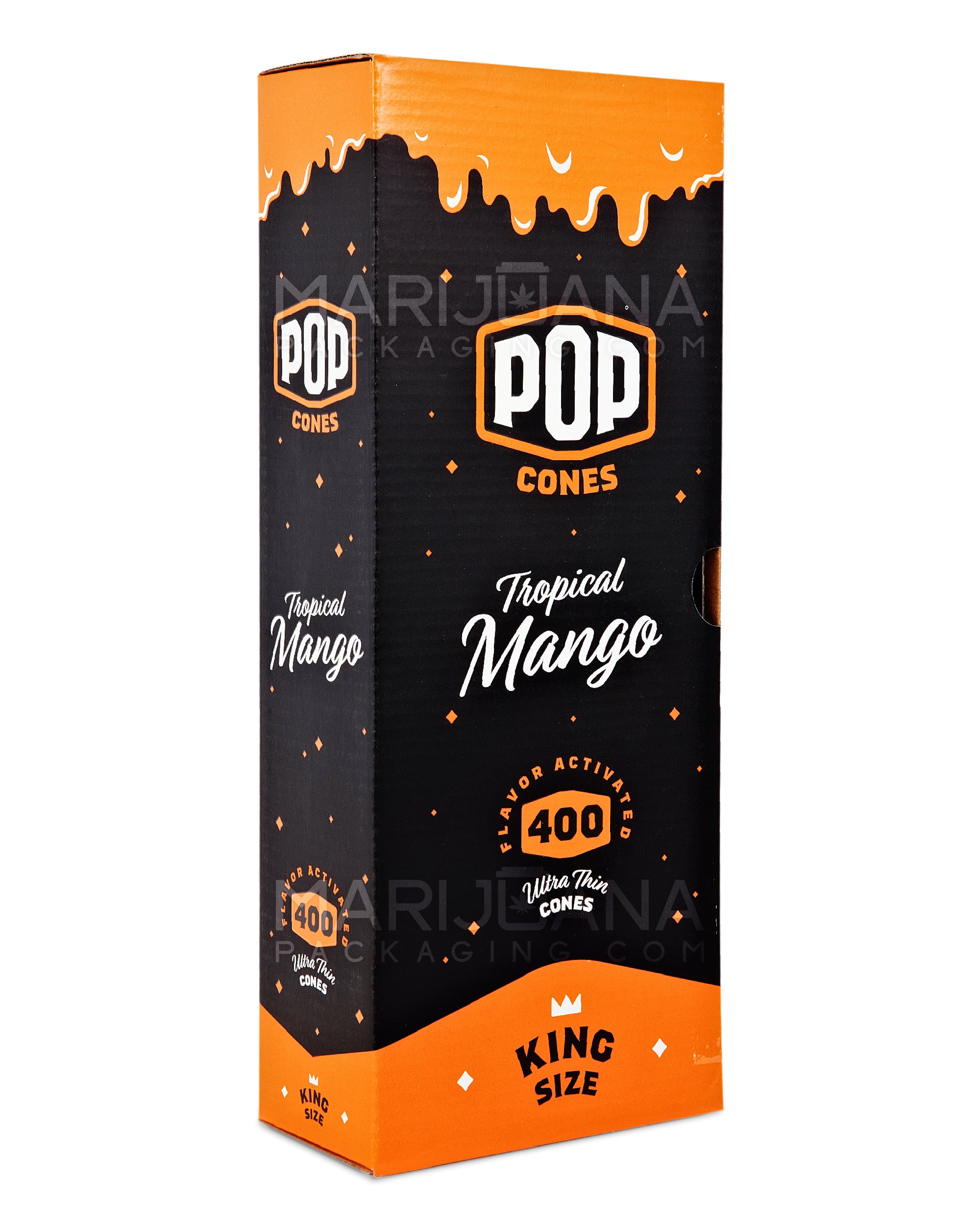 POP CONES | King Size Unbleached Pre-Rolled Cones | 109mm - Tropical Mango - 400 Count - 1