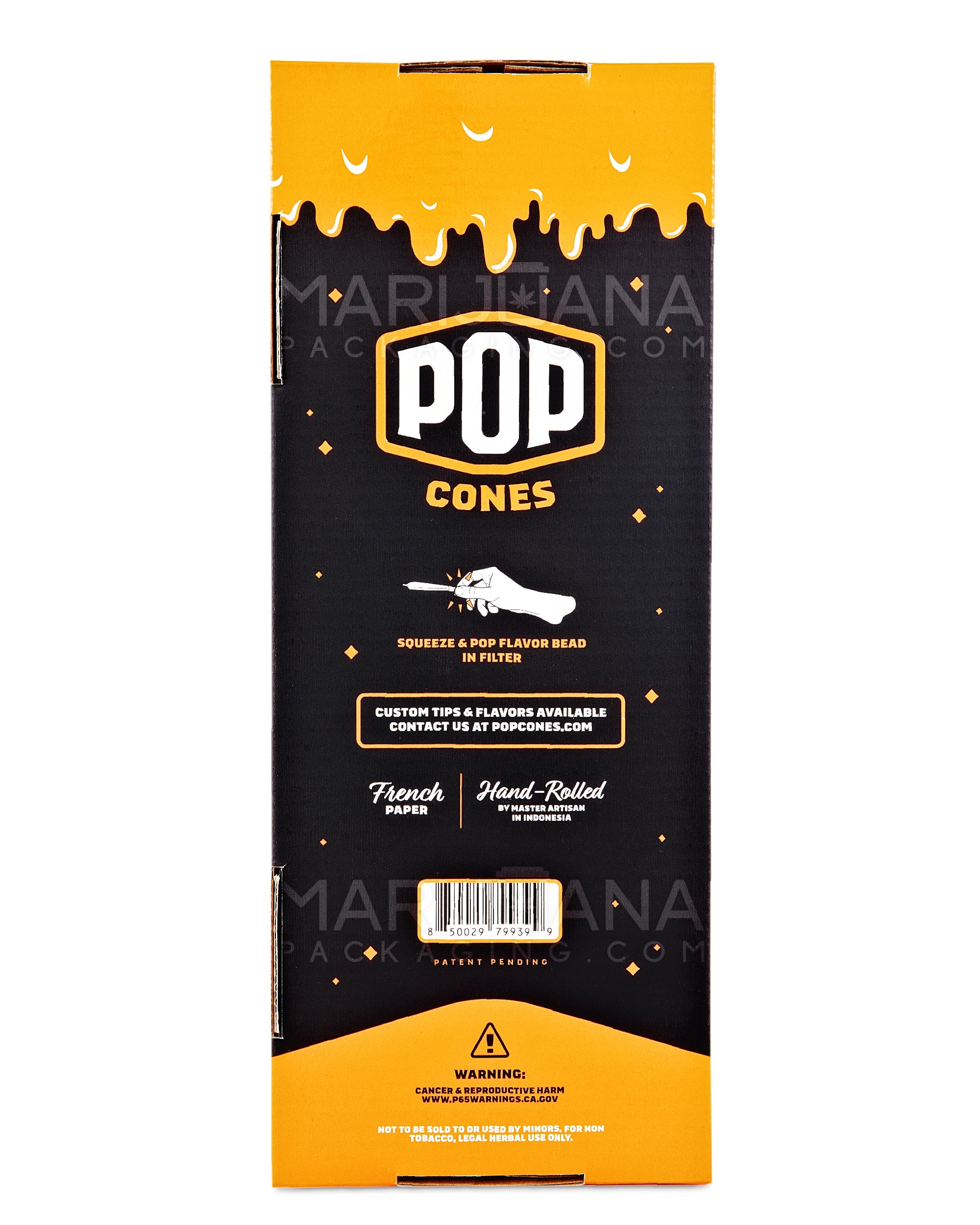 POP CONES | 1 1/4 Size Unbleached Pre-Rolled Cones | 84mm - Tropical Mango - 400 Count - 6