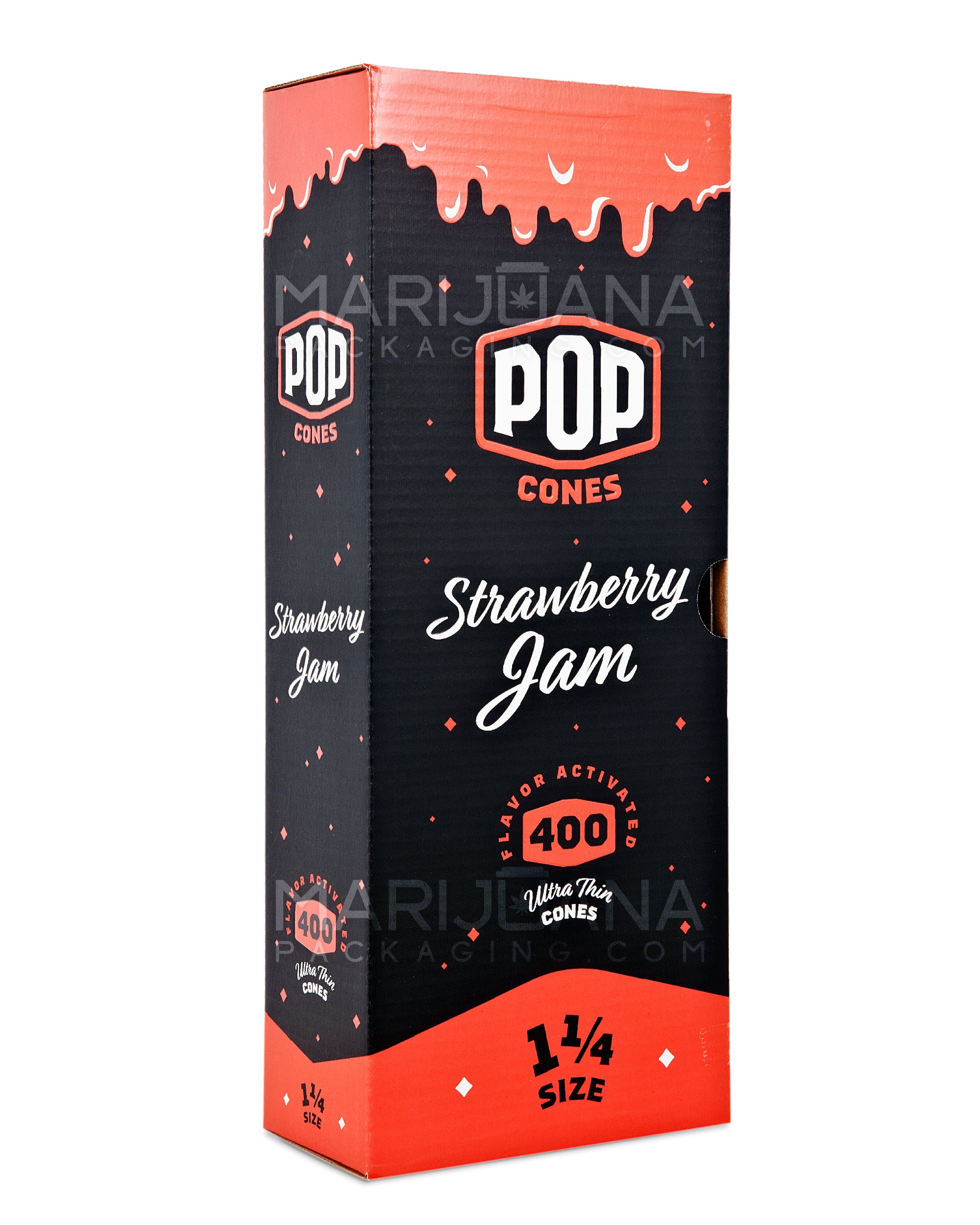 POP CONES | 1 1/4 Size Unbleached Pre-Rolled Cones | 84mm - Strawberry Jam - 400 Count - 1