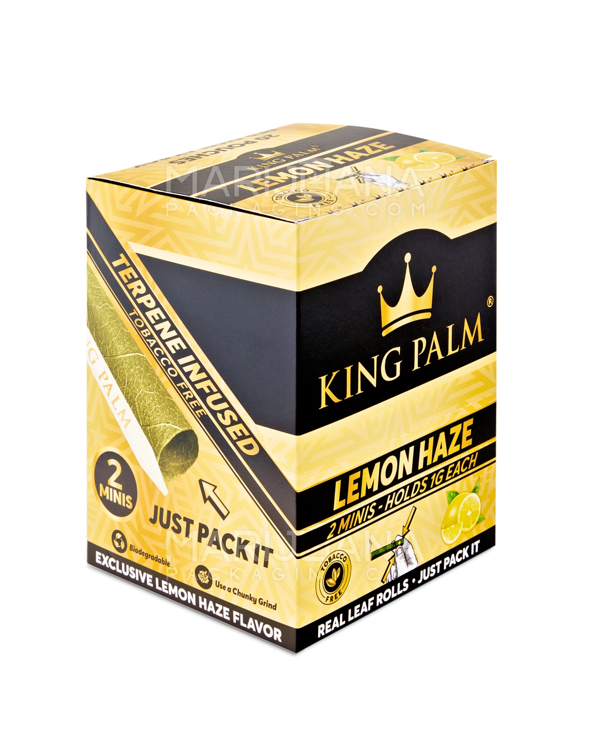 KING PALM | 'Retail Display' Mini Green Natural Leaf Blunt Wraps | 84mm - Lemon Haze - 20 Count - 2