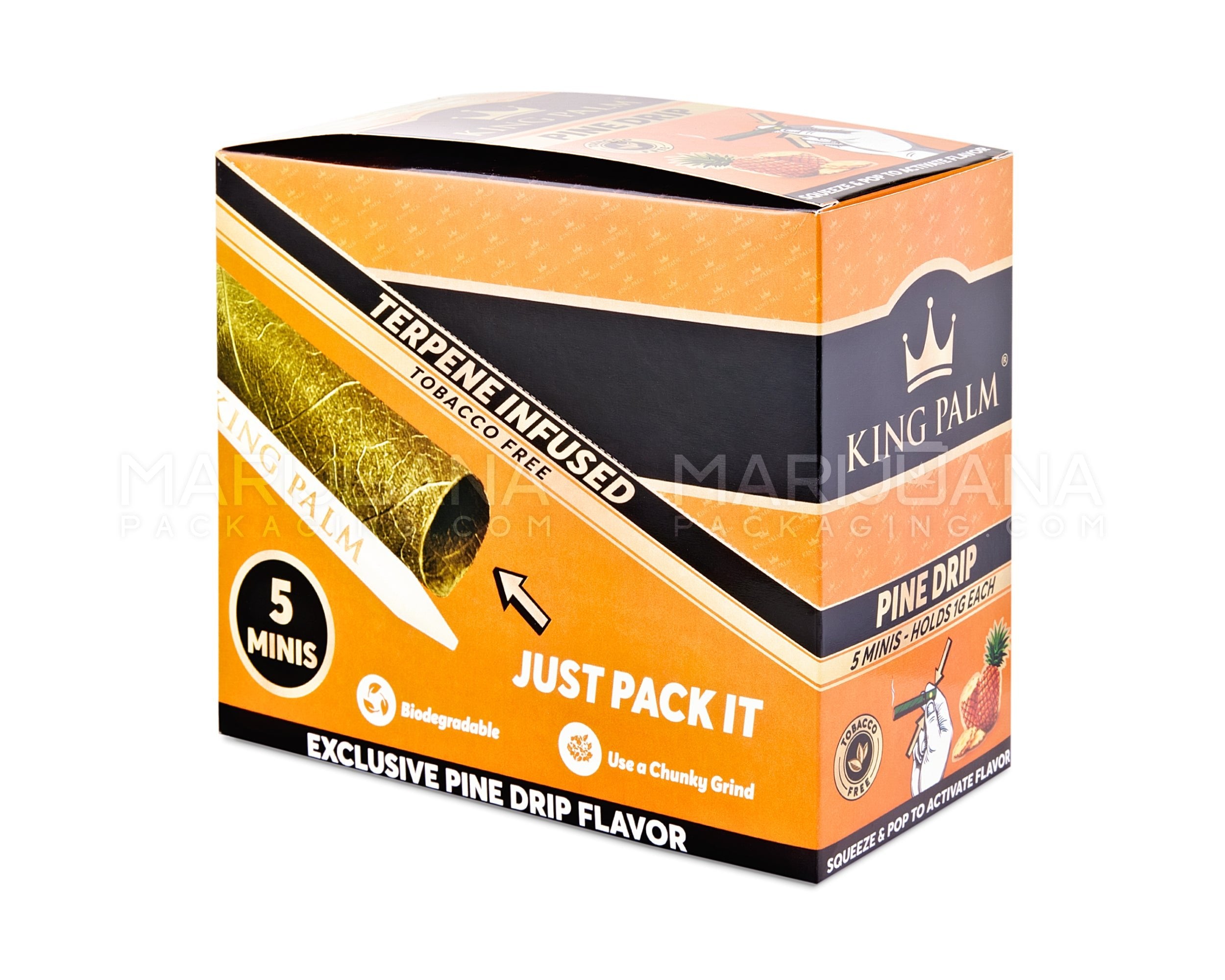 KING PALM | 'Retail Display' Mini Green Natural Leaf Blunt Wraps | 84mm - Pine Drip - 15 Count - 2