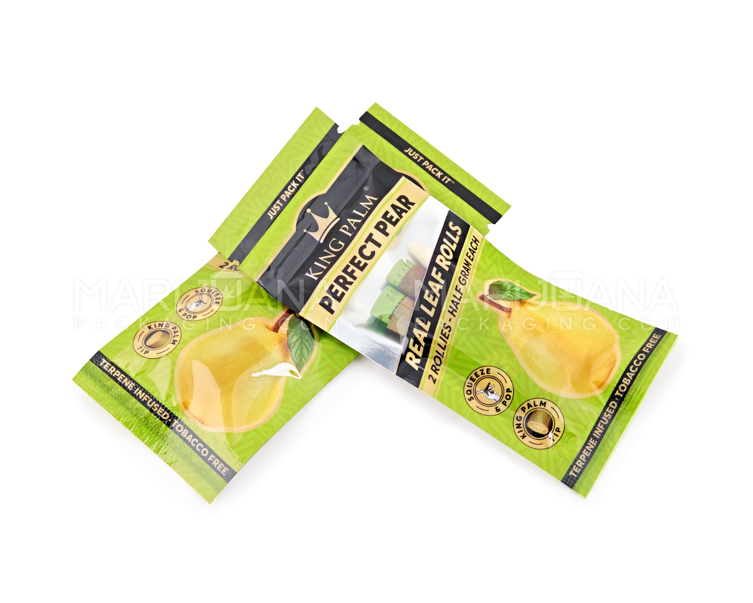 KING PALM | 'Retail Display' Rollie Green Natural Leaf Blunt Wraps | 54mm - Perfect Pear - 20 Count