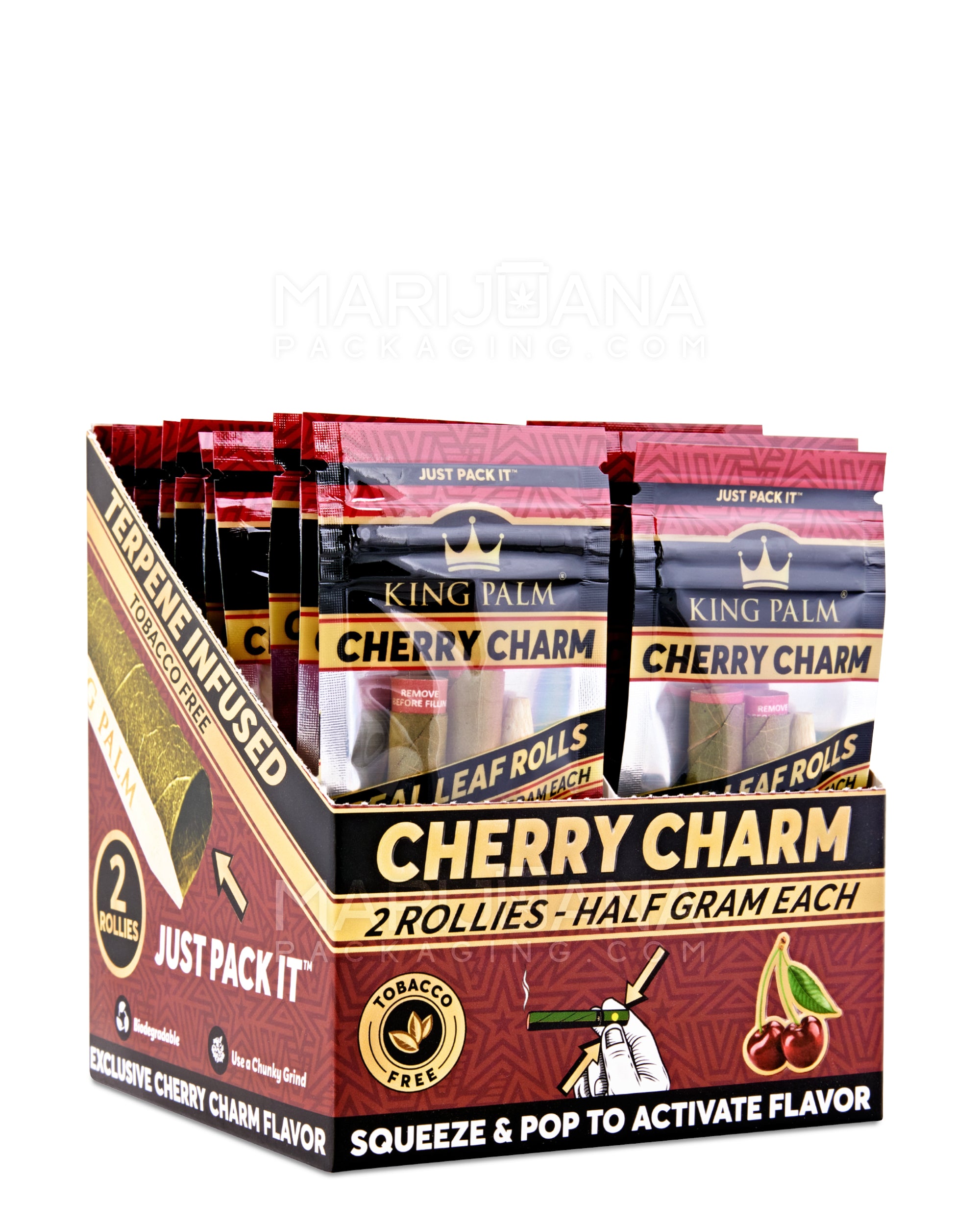 KING PALM | 'Retail Display' Rollie Green Natural Leaf Blunt Wraps | 54mm - Cherry Charm - 20 Count - 1