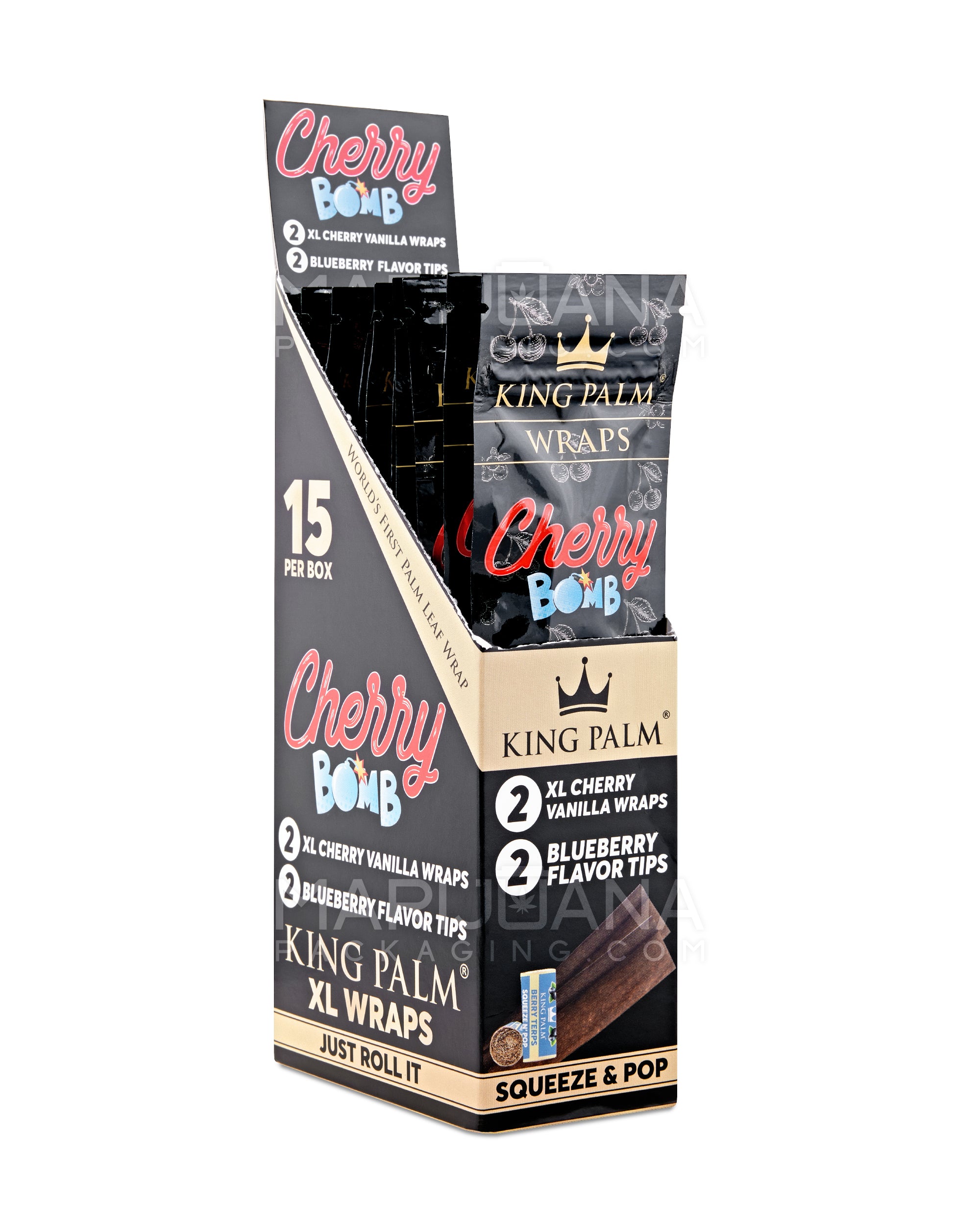 KING PALM | 'Retail Display' Palm Leaf Blunt Wraps | 106mm - Cherry Bomb - 15 Count