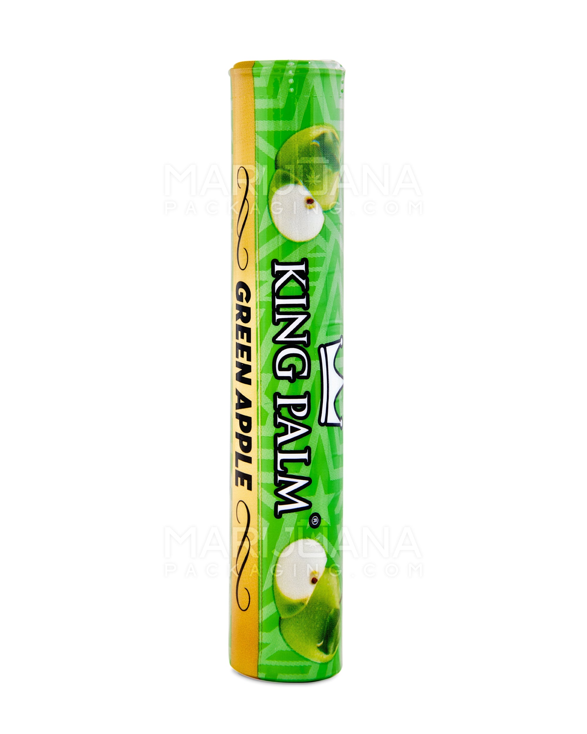 KING PALM | 'Retail Display' Mini Green Natural Leaf Tube Wraps | 84mm - Green Apple - 24 Count - 4
