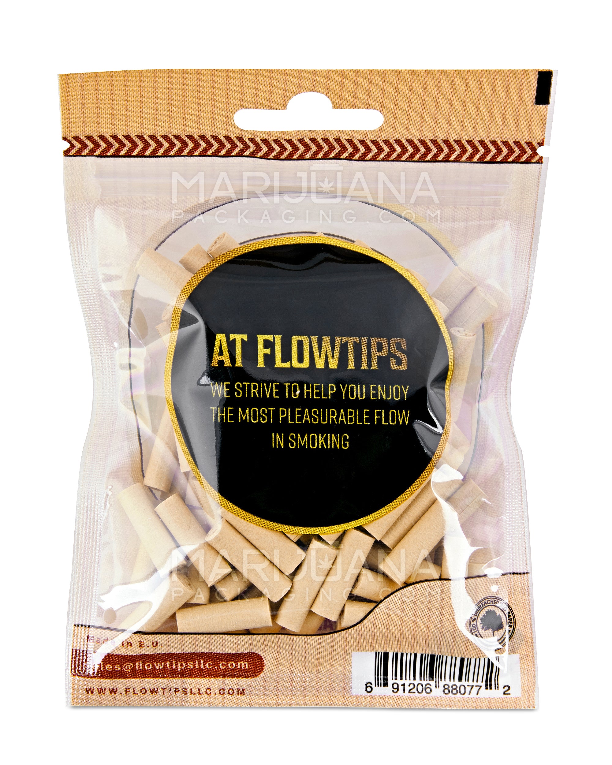 FLOWTIPS | 'Retail Display' Biodegradable Filter Tips | 20mm - Unbleached Bio Paper - 10 Count