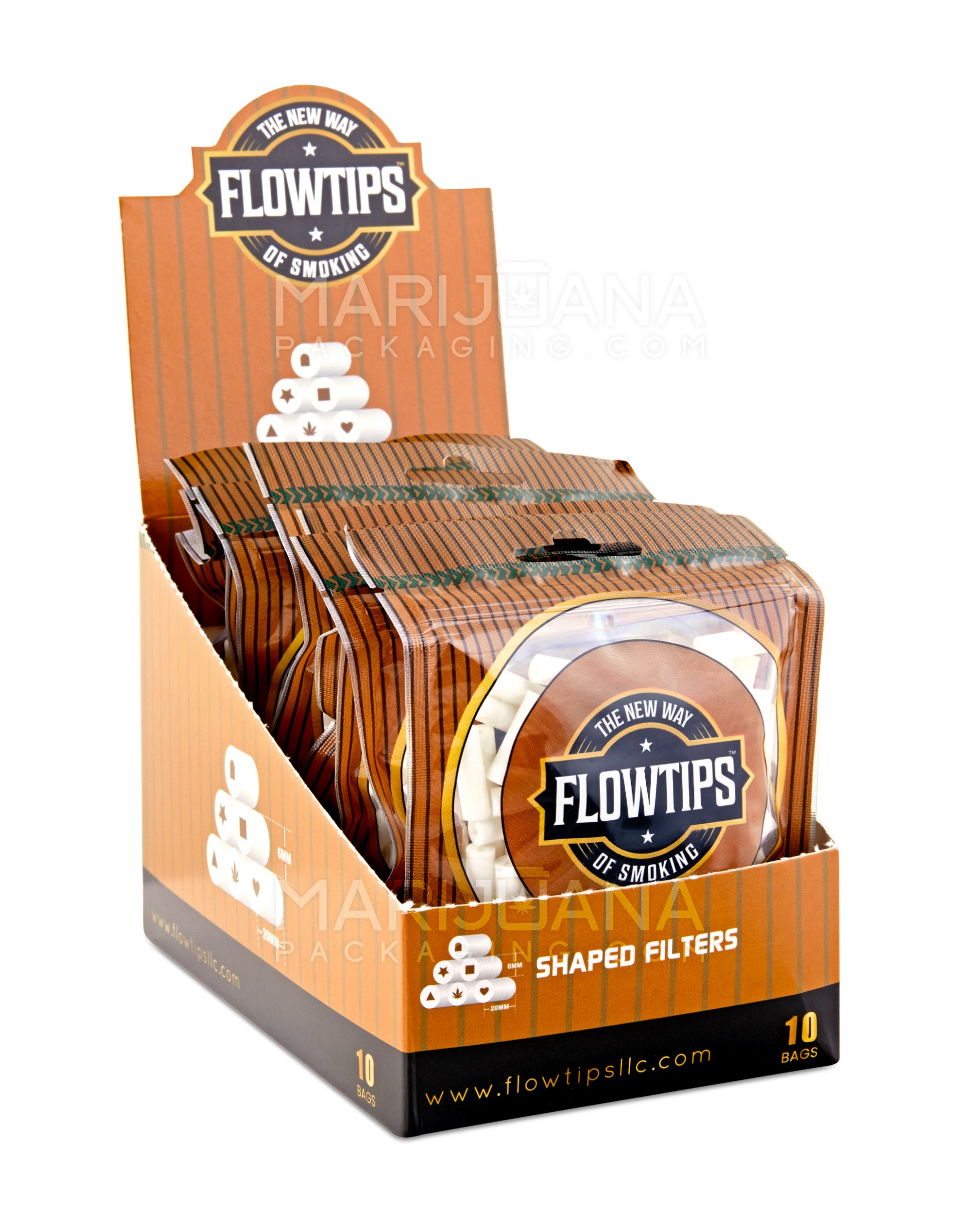 FLOWTIPS | 'Retail Display' Hollow Shaped Filter Tips | 20mm - Premium Cotton - 10 Count - 1