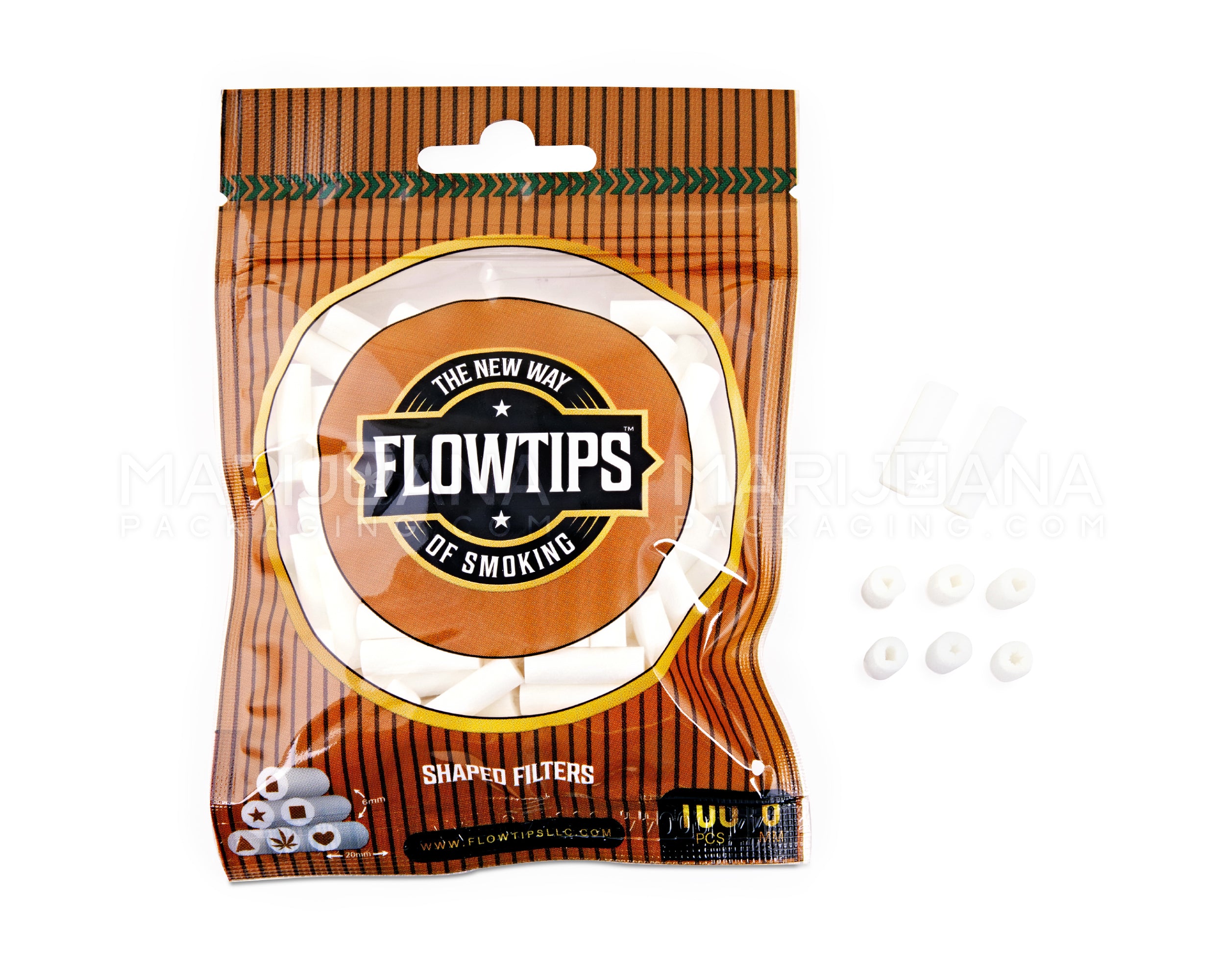 FLOWTIPS | 'Retail Display' Hollow Shaped Filter Tips | 20mm - Premium Cotton - 10 Count - 6