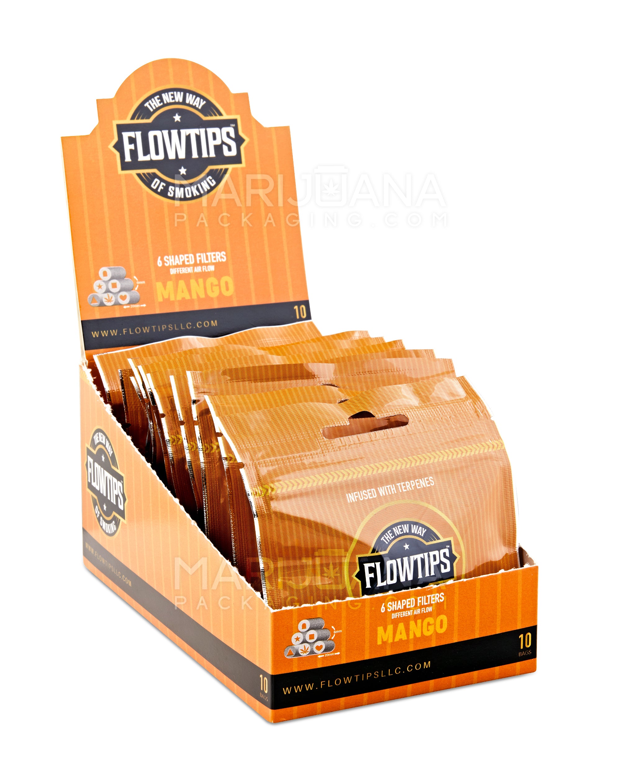 FLOWTIPS | 'Retail Display' Terpene-Infused Filter Tips | 20mm - Mango - 10 Count - 1
