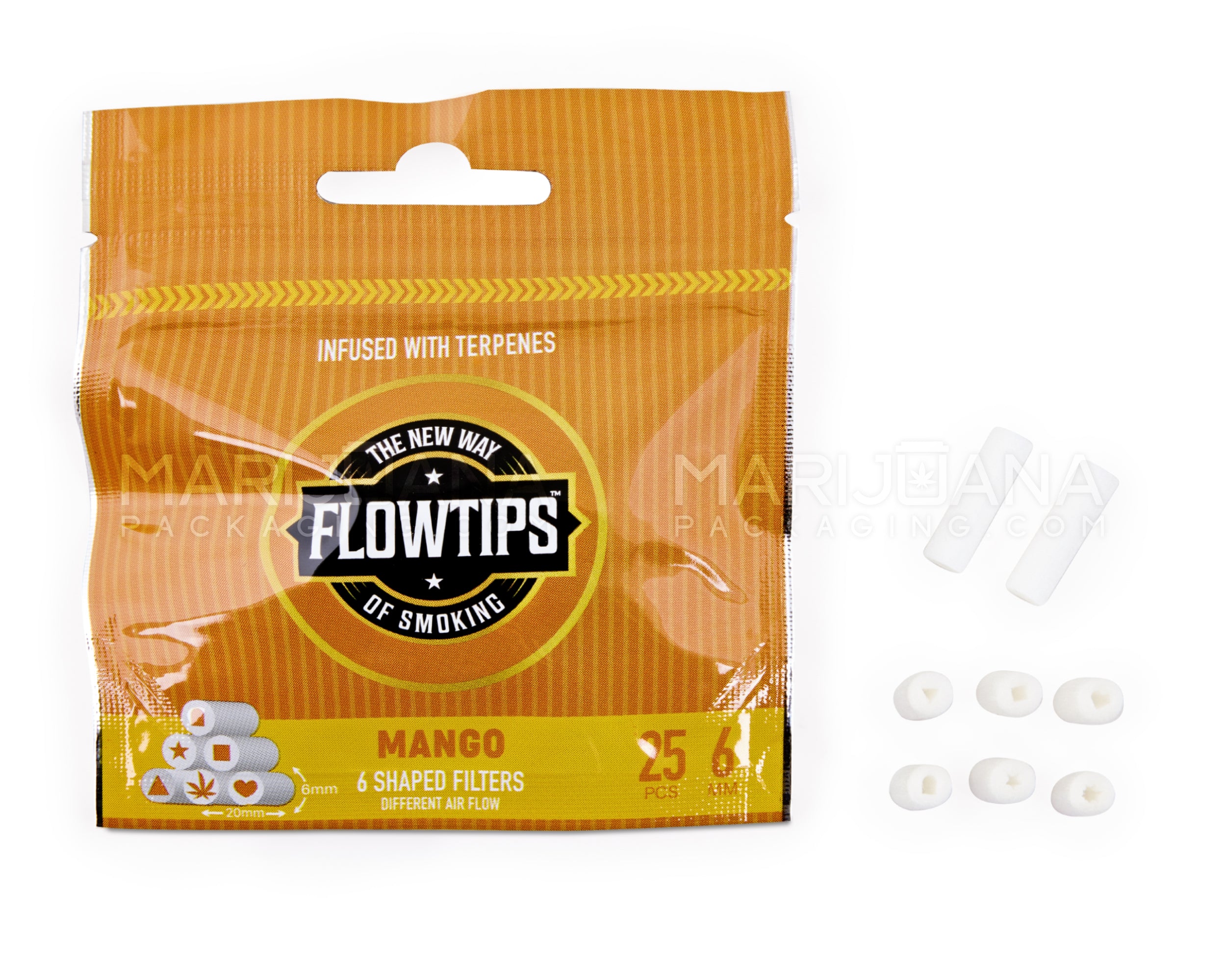 FLOWTIPS | 'Retail Display' Terpene-Infused Filter Tips | 20mm - Mango - 10 Count - 6