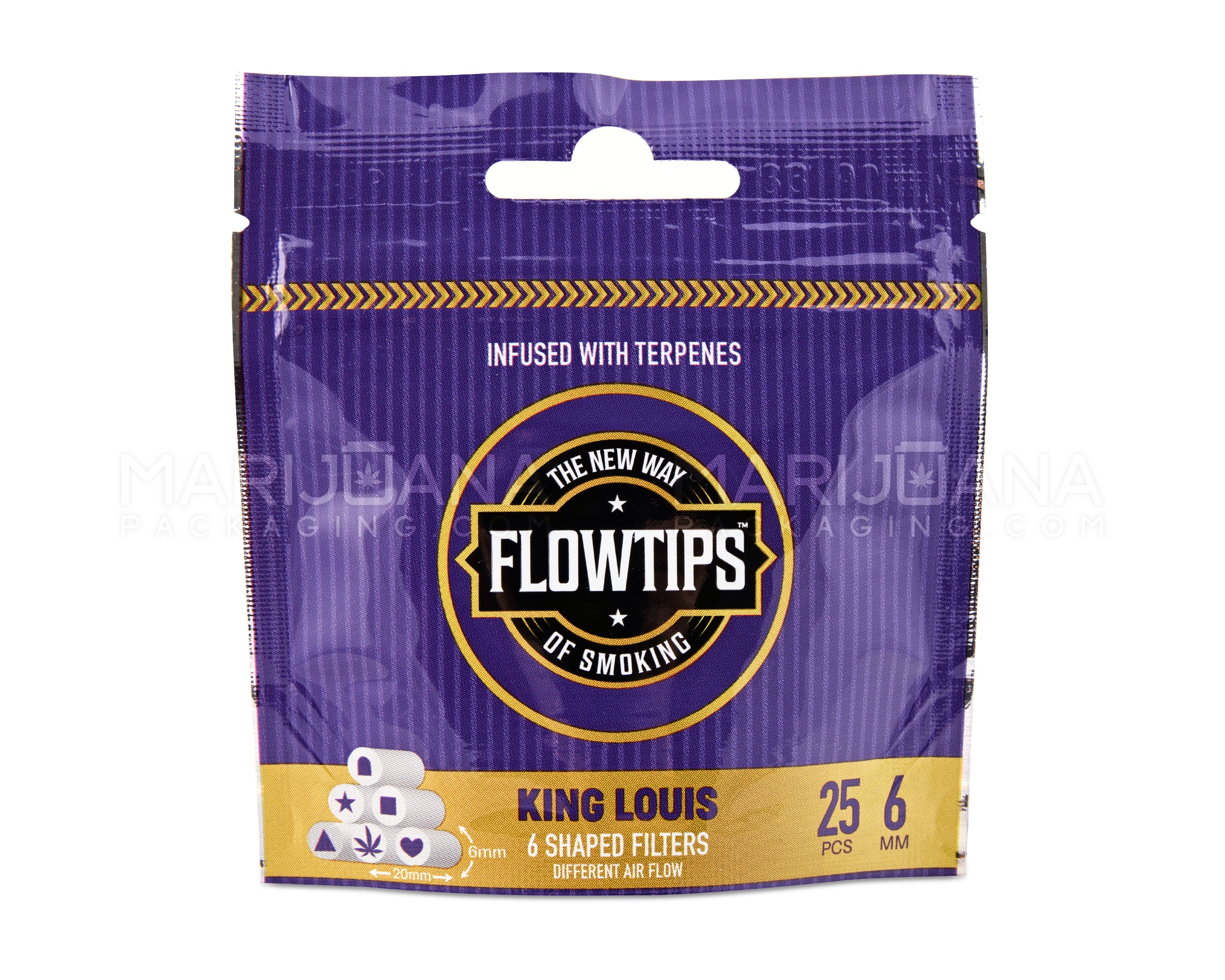 FLOWTIPS | 'Retail Display' Terpene-Infused Filter Tips | 20mm - King Louis - 10 Count