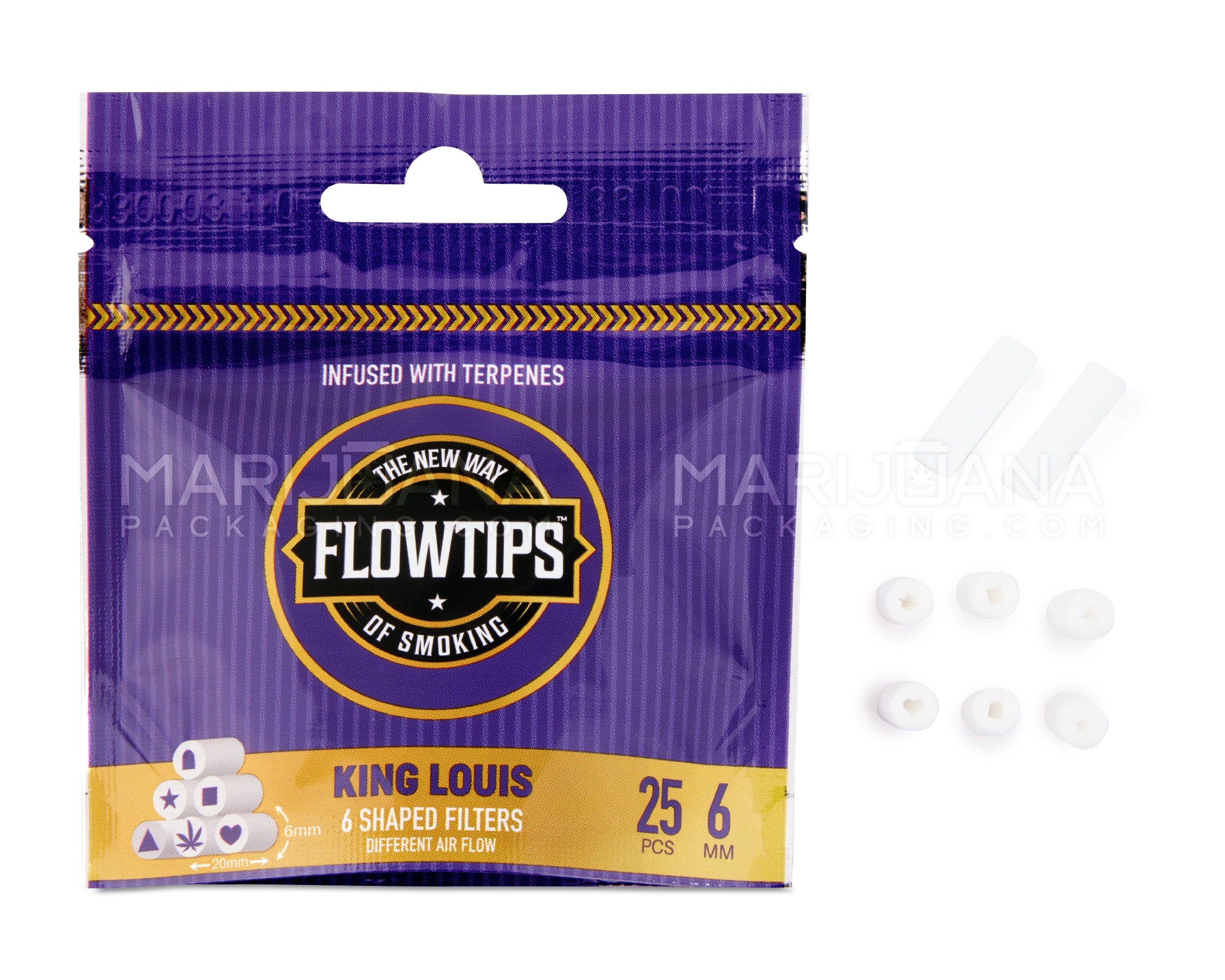 FLOWTIPS | 'Retail Display' Terpene-Infused Filter Tips | 20mm - King Louis - 10 Count
