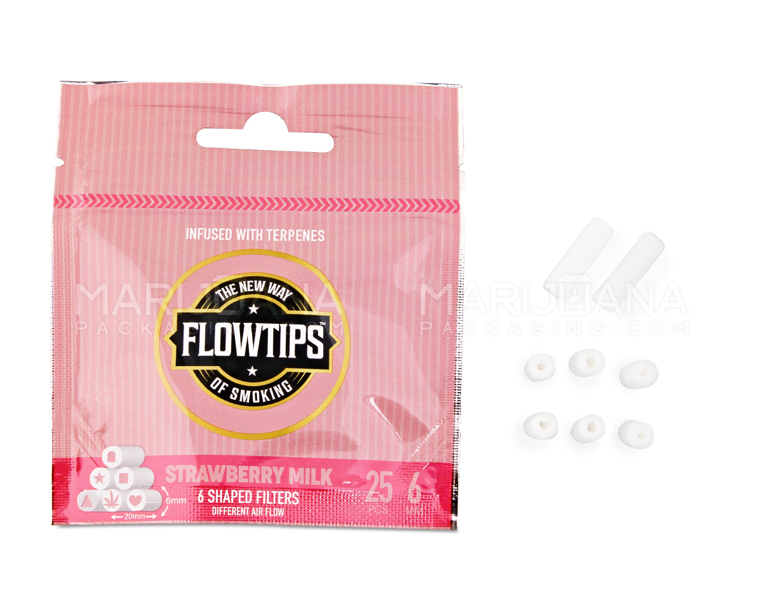 FLOWTIPS | 'Retail Display' Terpene-Infused Filter Tips | 20mm - Strawberry Milk - 10 Count