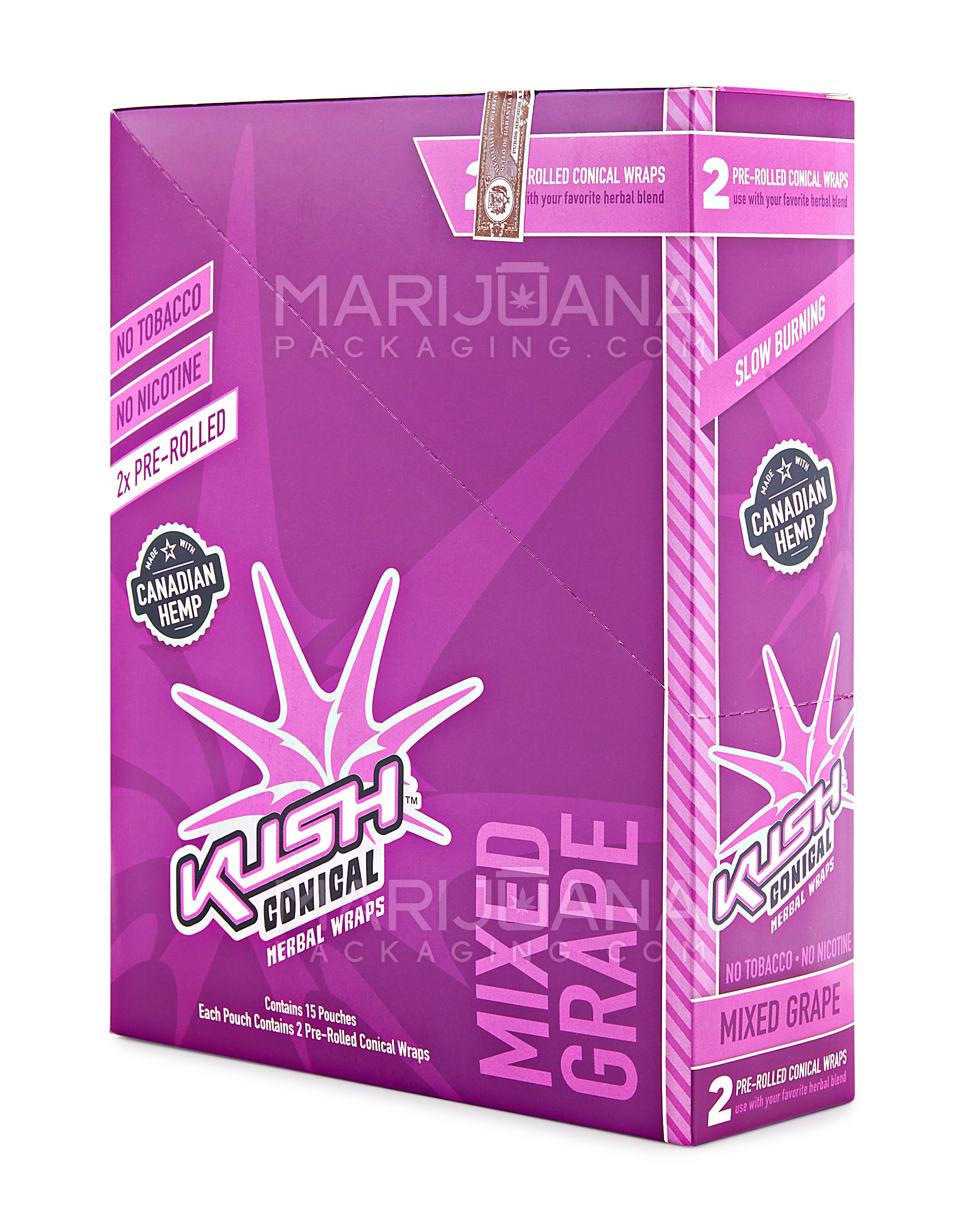 KUSH | 'Retail Display' Herbal Hemp Conical Wraps | 157mm - Mixed Grape - 15 Count - 4