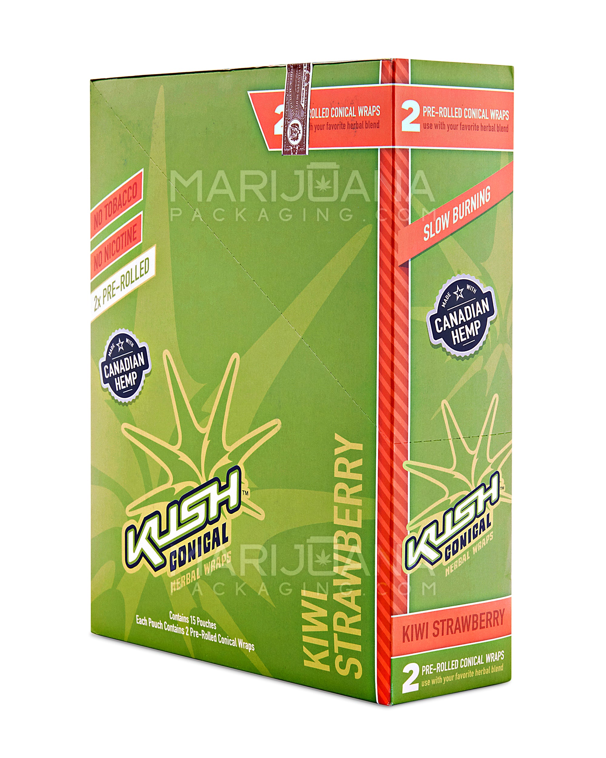KUSH | 'Retail Display' Herbal Hemp Conical Wraps | 157mm - Kiwi Strawberry - 15 Count - 4