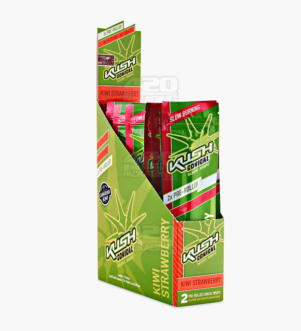 Kush Kiwi Strawberry Herbal Hemp Conical Wraps 15/Box - 1