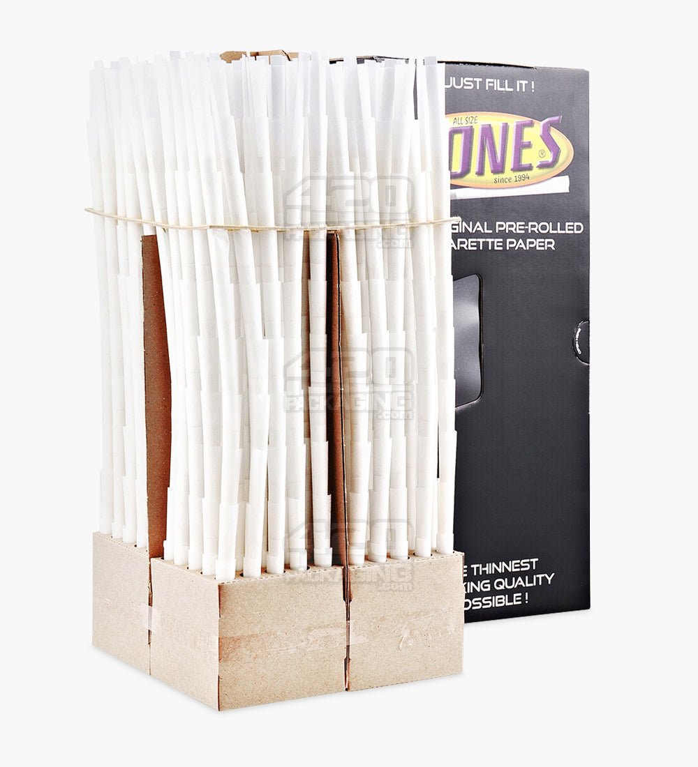 The Original Cones 70mm Dogwalker Size Bleached White Paper Pre Rolled Cones w/ Filter Tip 1000/Box - 1