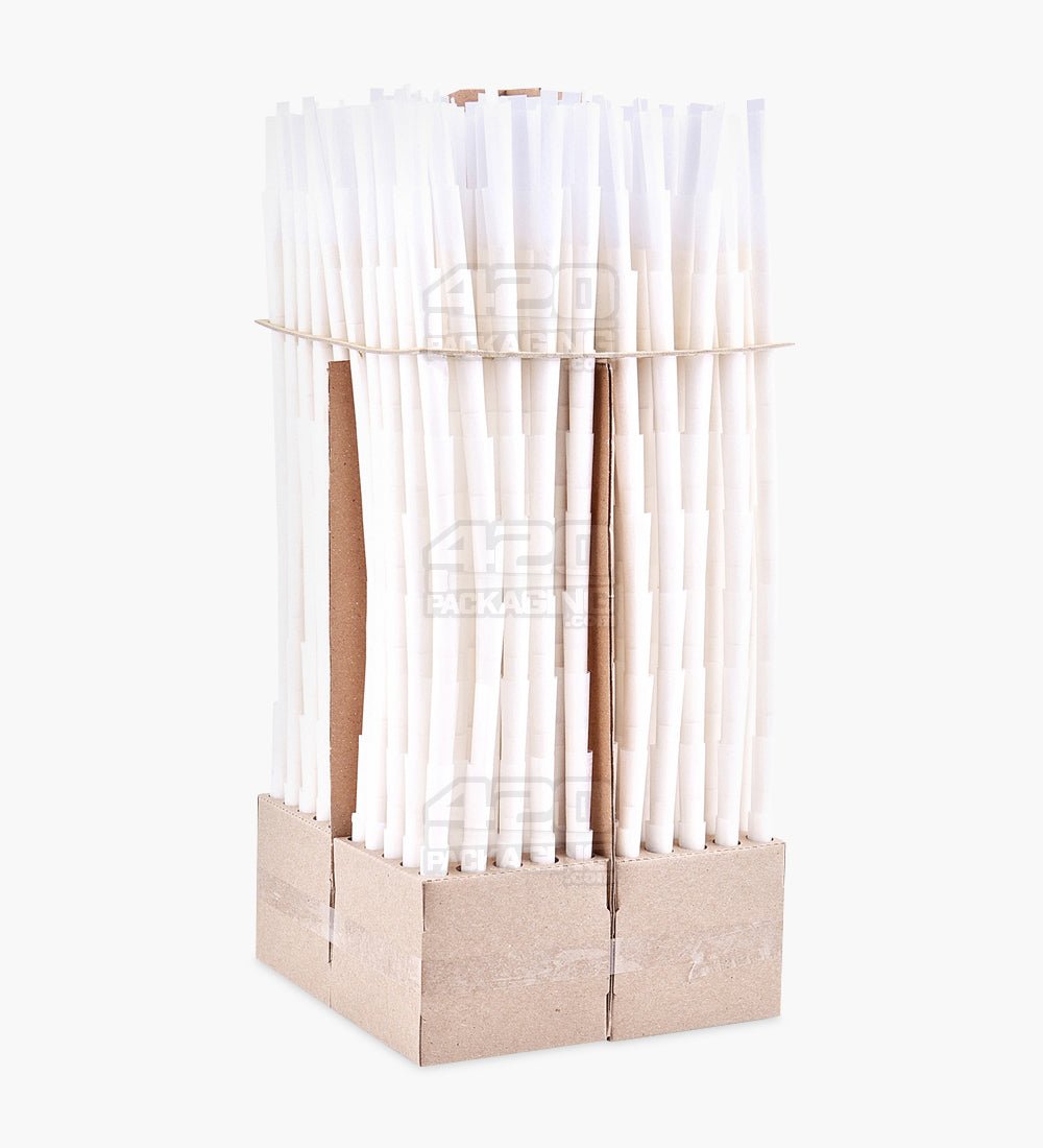 The Original Cones 70mm Dogwalker Size Bleached White Paper Pre Rolled Cones w/ Filter Tip 1000/Box - 2