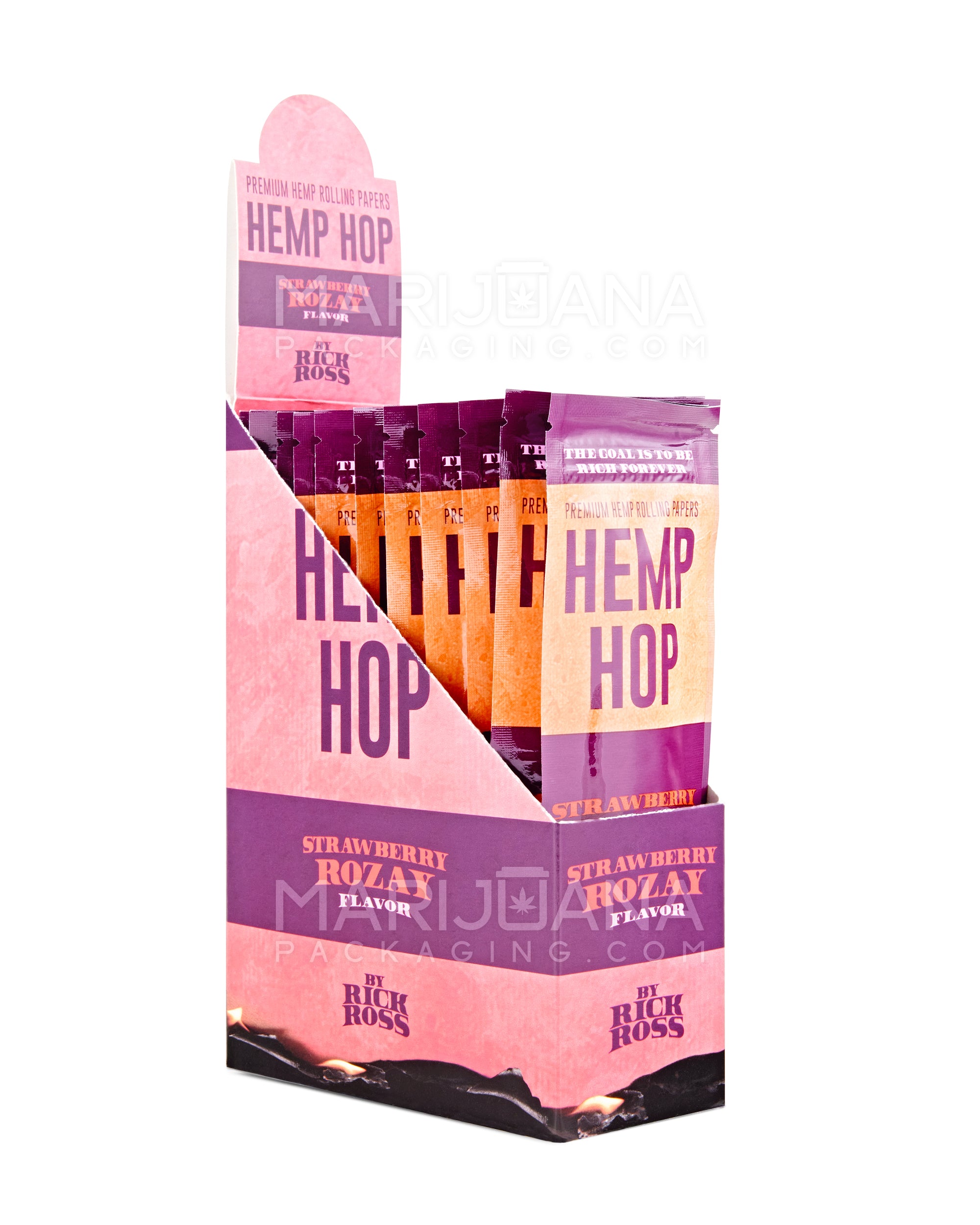 Hemp Hop | 'Retail Display' King Size Organic Hemp Rolling Papers | 109mm - Rozay Strawberry - 25 Count - 1