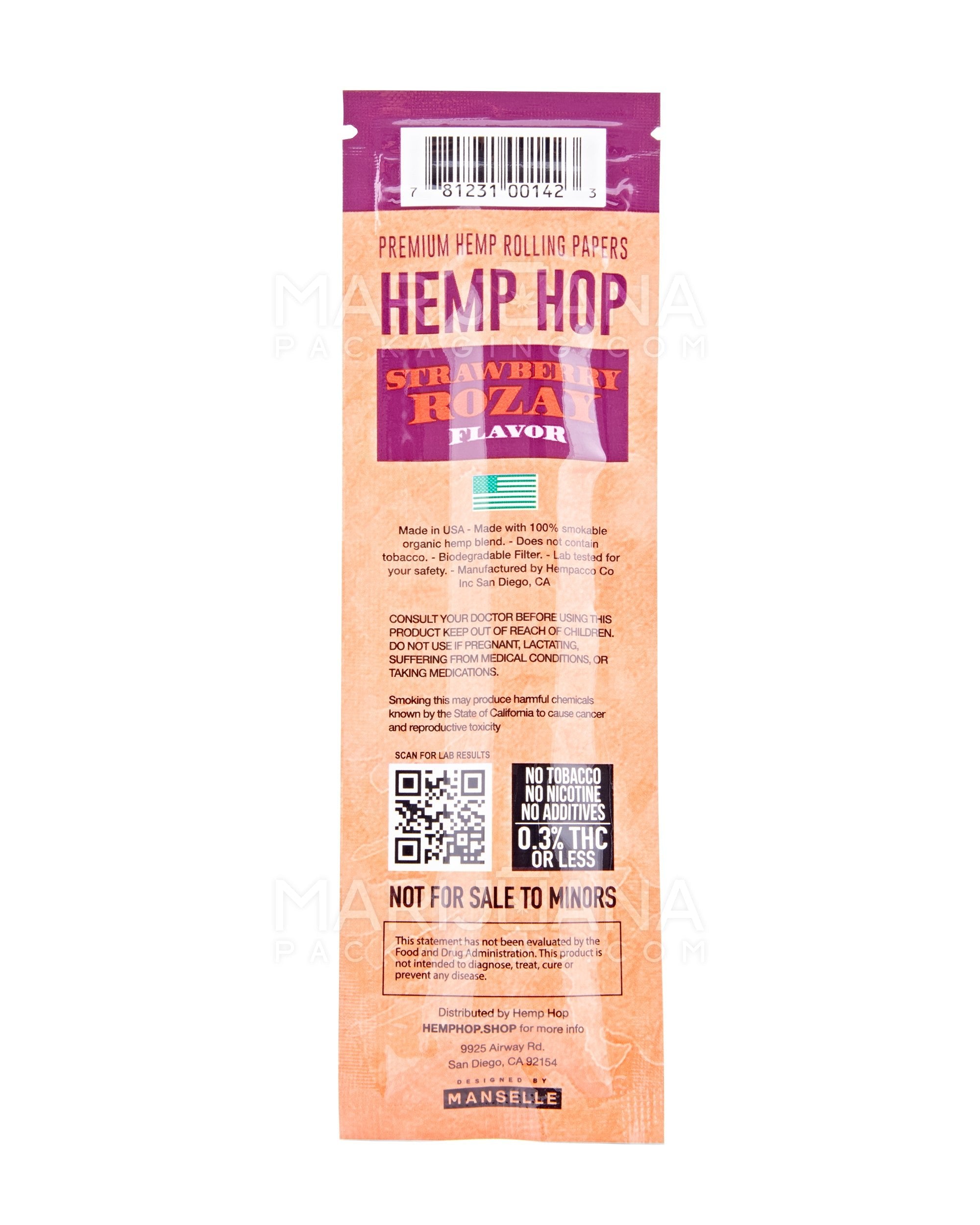 Hemp Hop | 'Retail Display' King Size Organic Hemp Rolling Papers | 109mm - Rozay Strawberry - 25 Count - 3