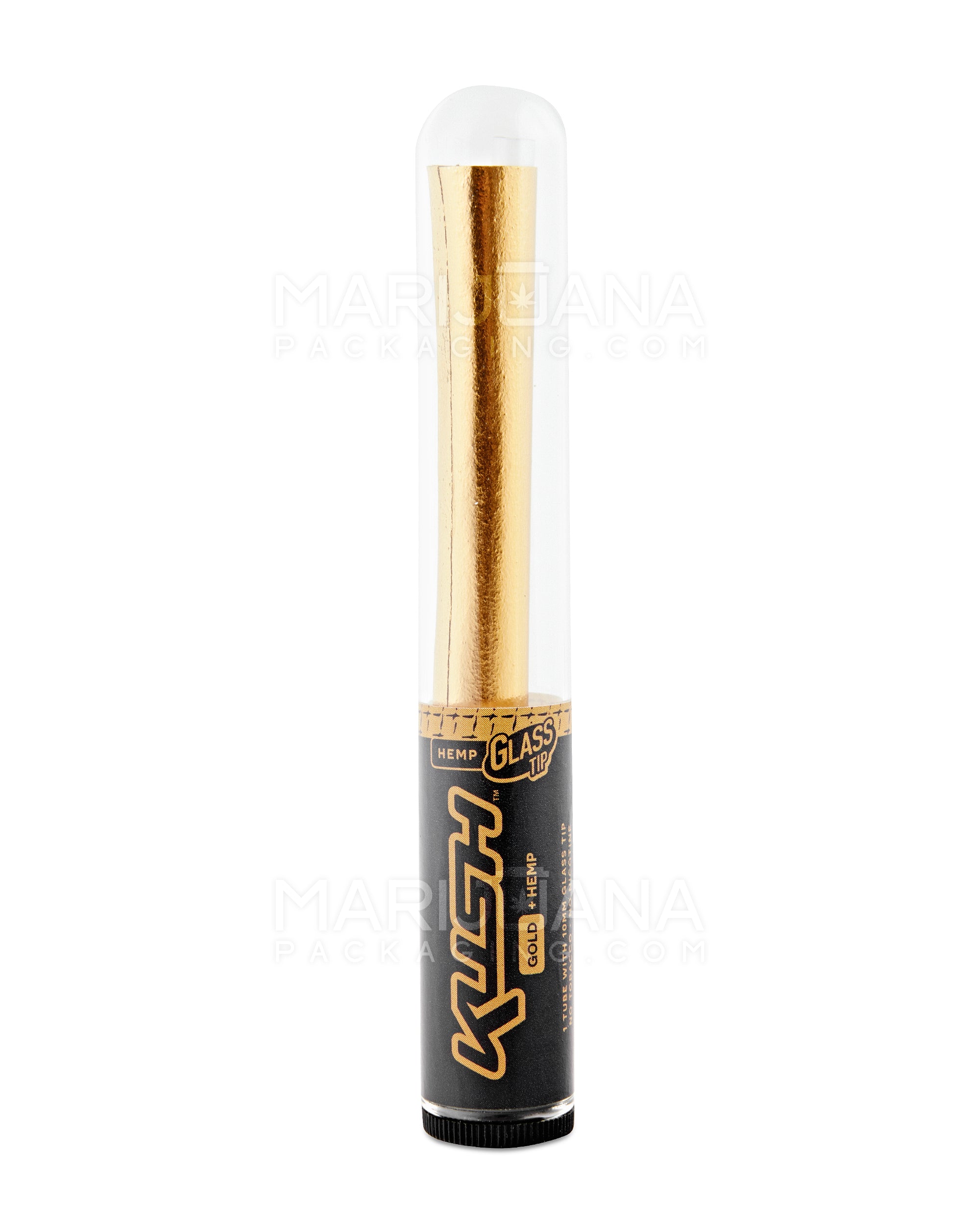 KUSH | 'Retail Display' 24K Gold King Size Hemp Pre Rolled Cones w/ Glass Filter Tips | 109mm - Edible Gold - 8 Count