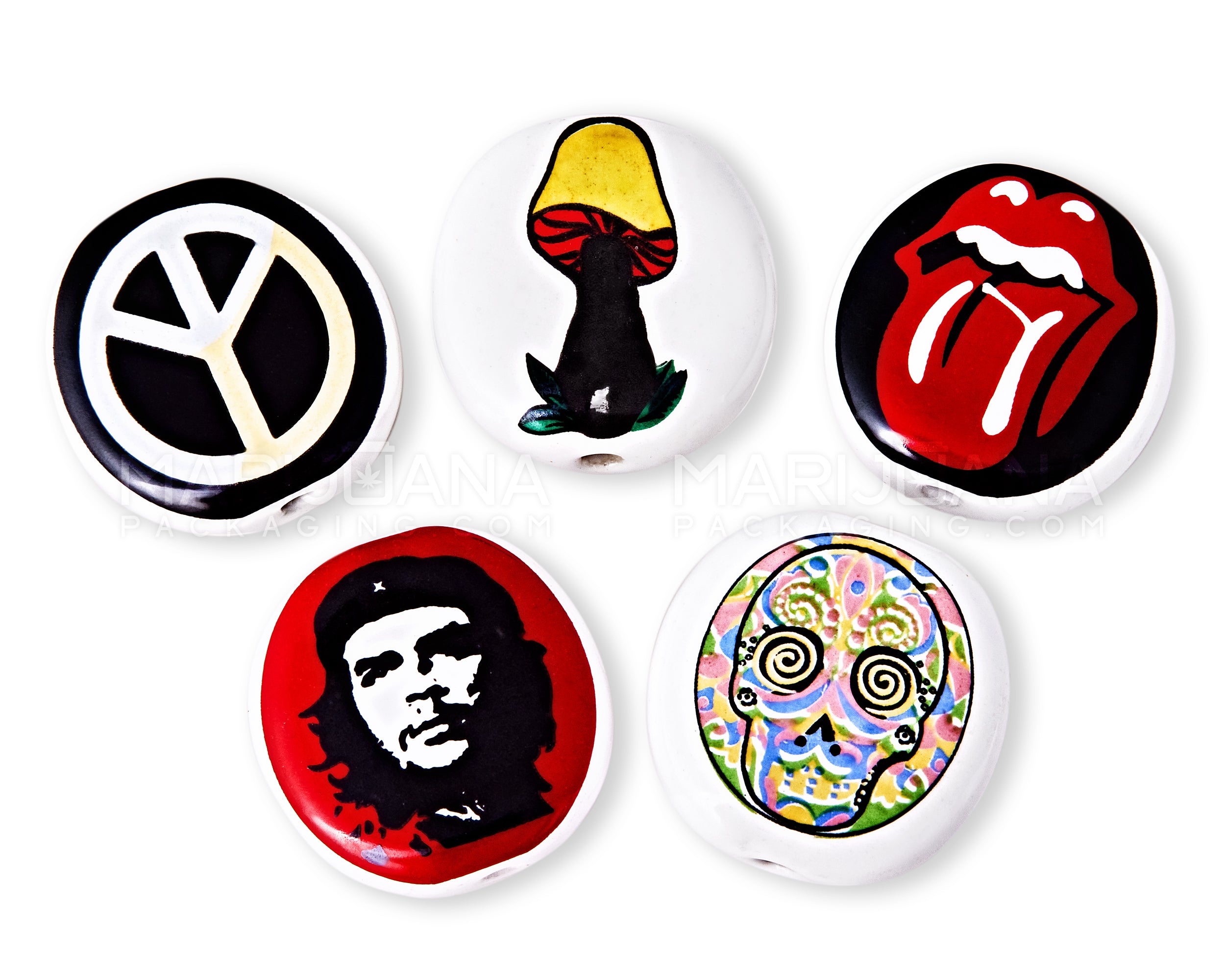 Painted Design Smoking Stone Joint Holder | Assorted - 1.5in Diameter - 3
