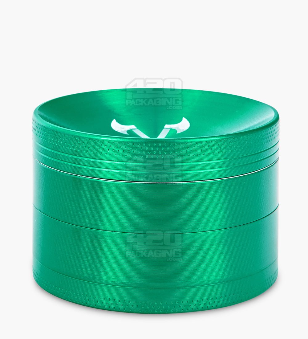 4 Piece 63mm Green Viking Axe Aluminum Magnetic Metal Grinder w/ Catcher - 4