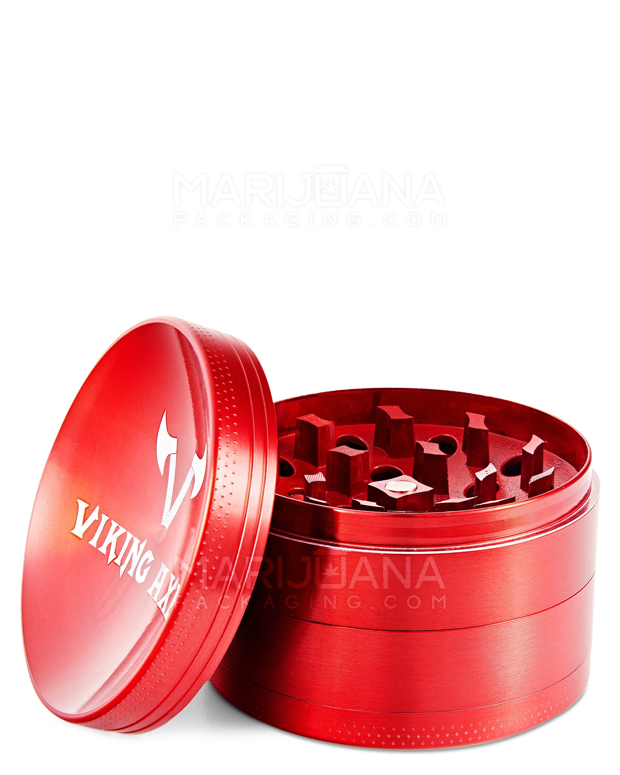 VIKING AXE | Magnetic Metal Grinder w/ Catcher | 4 Piece - 63mm - Red - 1