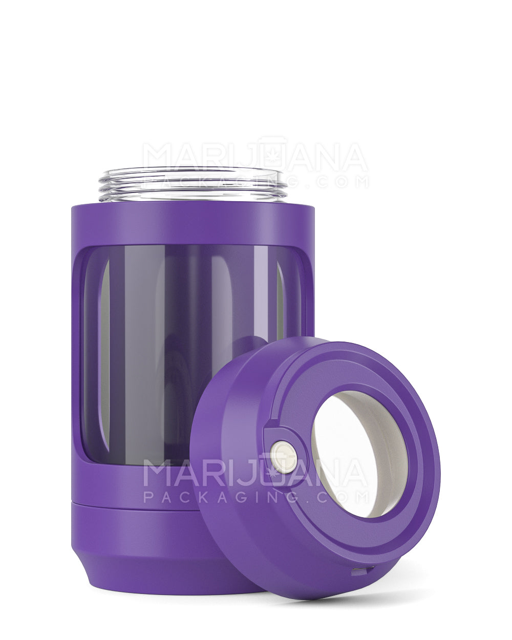 Light Up Magnifying Cap Stash Jar w/ Magnetic Grinder & One-Hitter | Plastic - 6g - Purple - 7