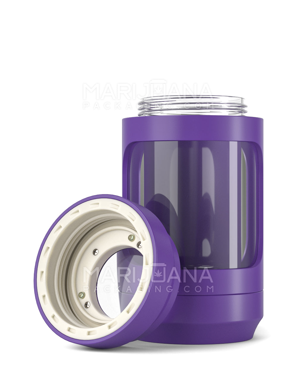 Light Up Magnifying Cap Stash Jar w/ Magnetic Grinder & One-Hitter | Plastic - 6g - Purple - 11