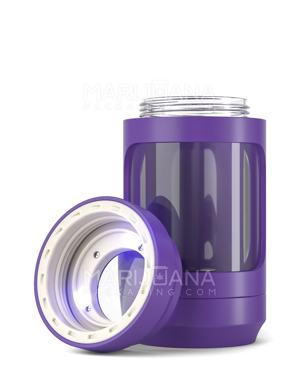 Light Up Magnifying Cap Stash Jar w/ Magnetic Grinder & One-Hitter | Plastic - 6g - Purple - 1