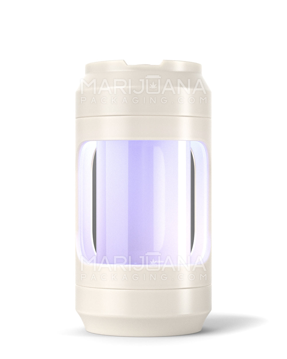 Light Up Magnifying Cap Stash Jar w/ Magnetic Grinder & One-Hitter | Plastic - 6g - White - 12