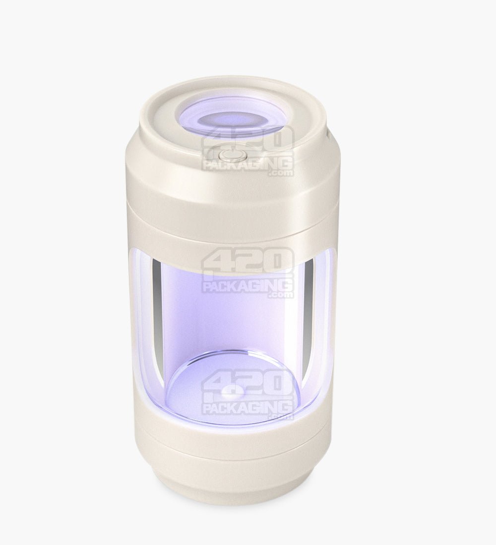 2 Piece 60mm White Light Up Magnifying Cap Stash Plastic Grinder & One-Hitter - 5