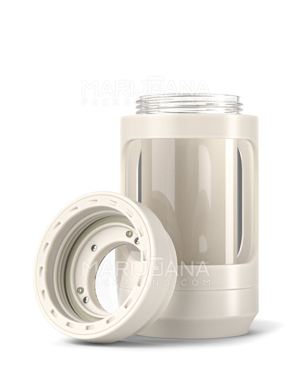 Light Up Magnifying Cap Stash Jar w/ Magnetic Grinder & One-Hitter | Plastic - 6g - White - 11