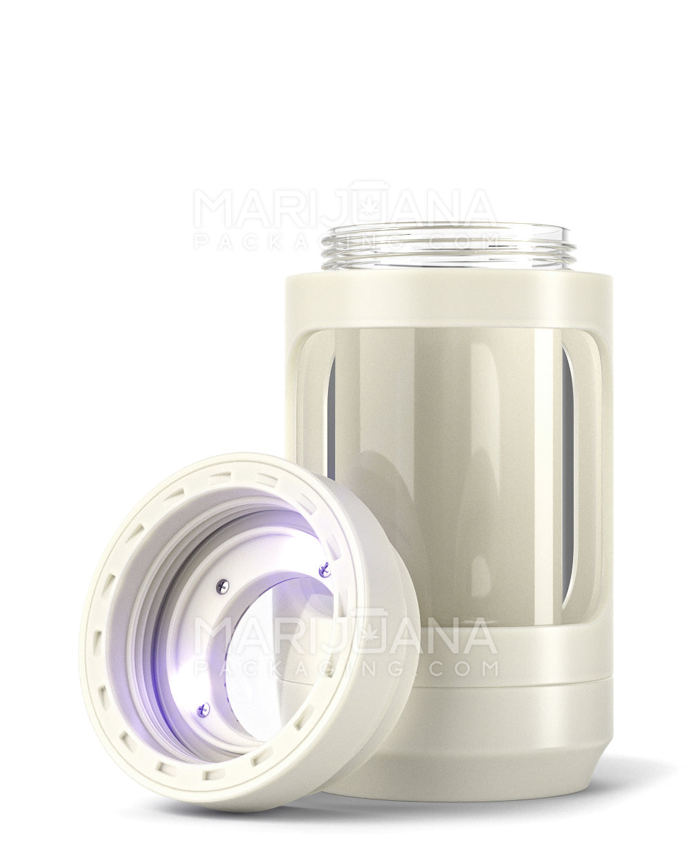 Light Up Magnifying Cap Stash Jar w/ Magnetic Grinder & One-Hitter | Plastic - 6g - White - 1
