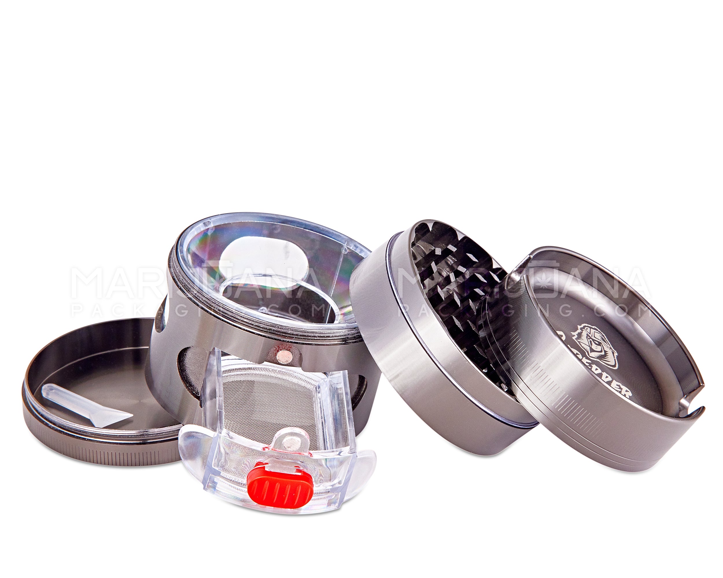 SHREDDER | Magnetic Metal Grinder w/ Pull Out Tray & Catcher | 4 Piece - 63mm - Gunmetal - 3