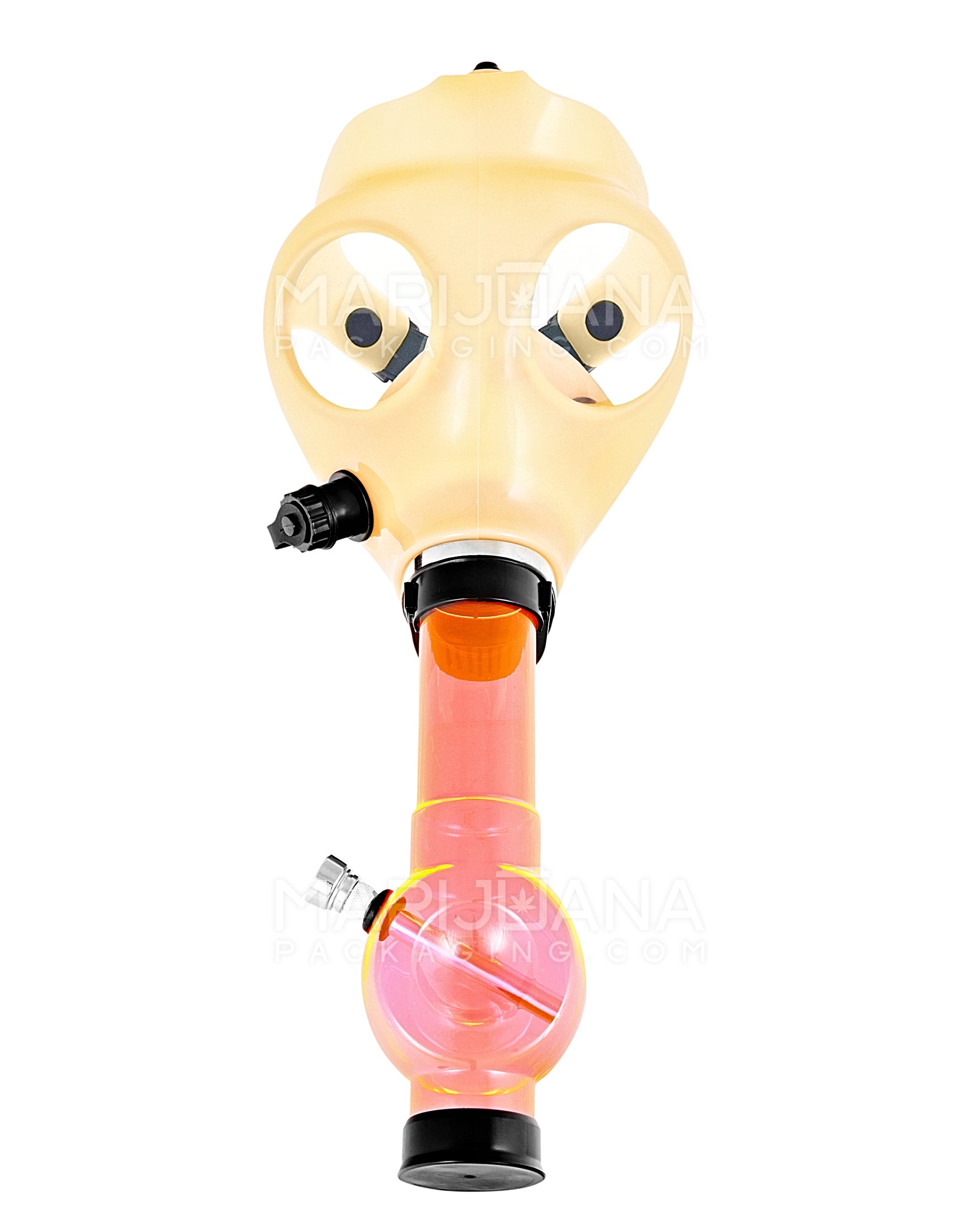 Glow-in-the-Dark | Gas Mask Acrylic Water Pipe | 8in Tall - Grommet Bowl - Assorted - 3