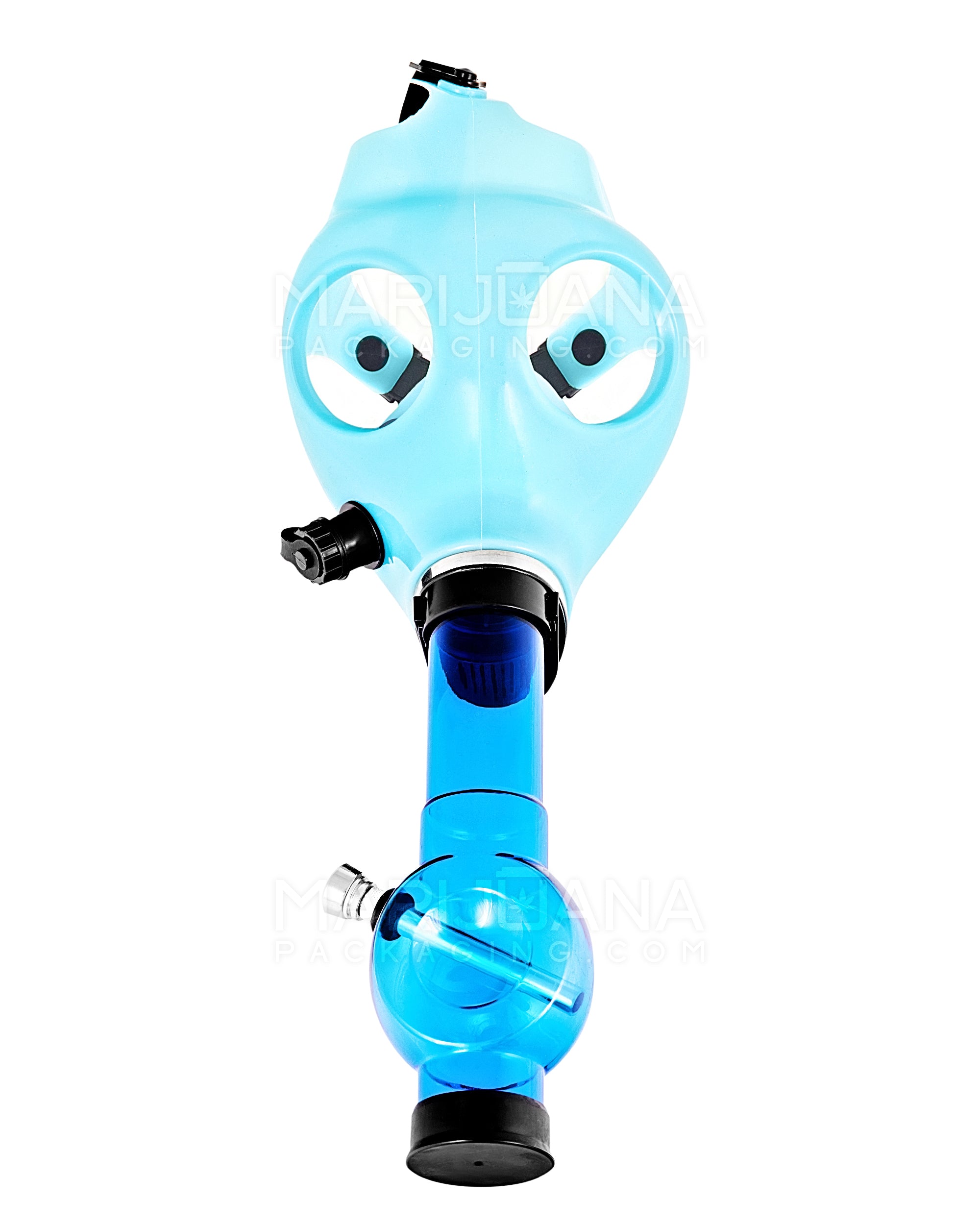 Glow-in-the-Dark | Gas Mask Acrylic Water Pipe | 8in Tall - Grommet Bowl - Assorted - 4