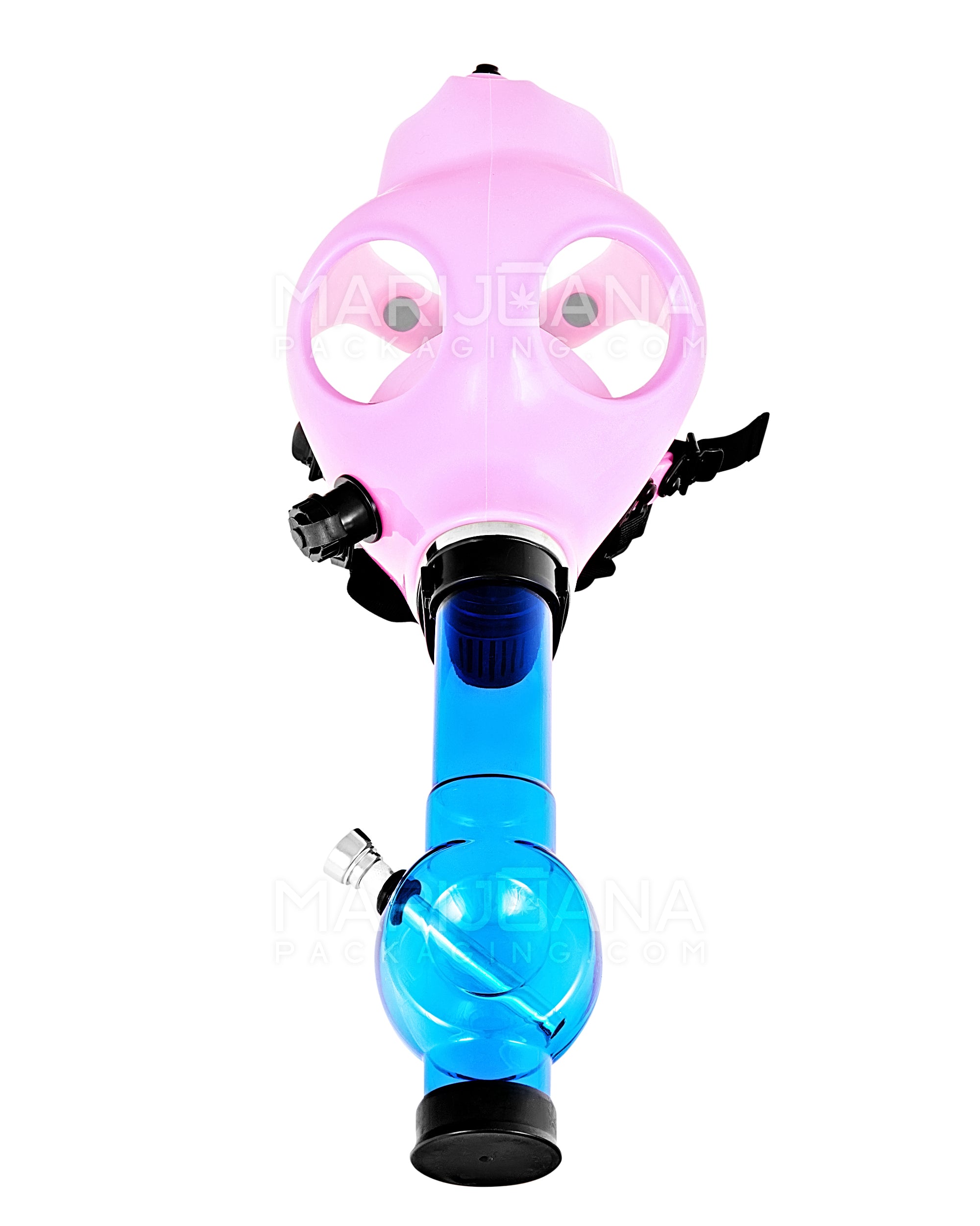 Glow-in-the-Dark | Gas Mask Acrylic Water Pipe | 8in Tall - Grommet Bowl - Assorted - 6
