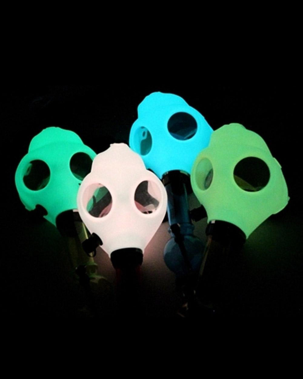 Glow-in-the-Dark | Gas Mask Acrylic Water Pipe | 8in Tall - Grommet Bowl - Assorted - 7
